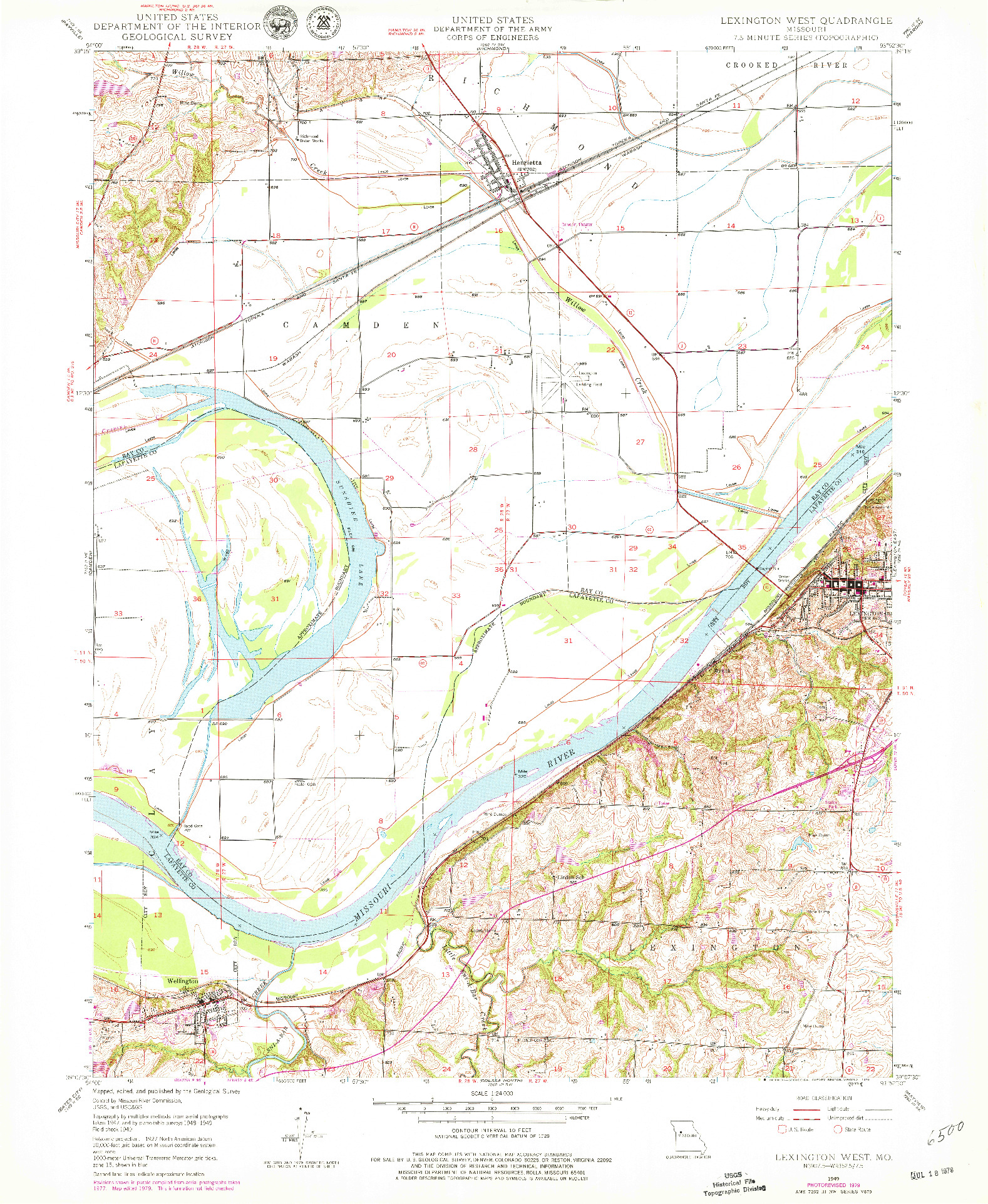 USGS 1:24000-SCALE QUADRANGLE FOR LEXINGTON WEST, MO 1949