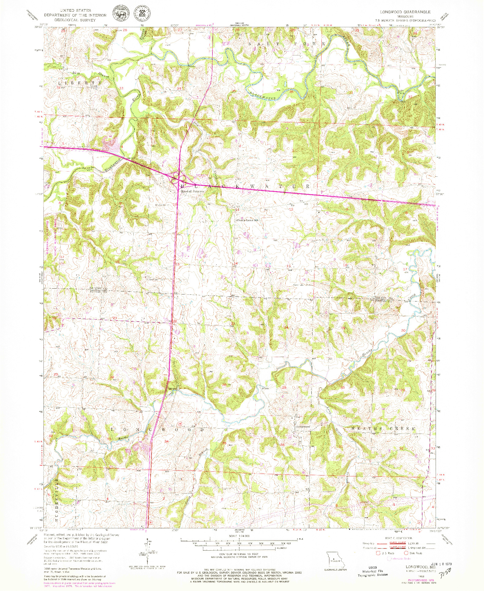 USGS 1:24000-SCALE QUADRANGLE FOR LONGWOOD, MO 1953