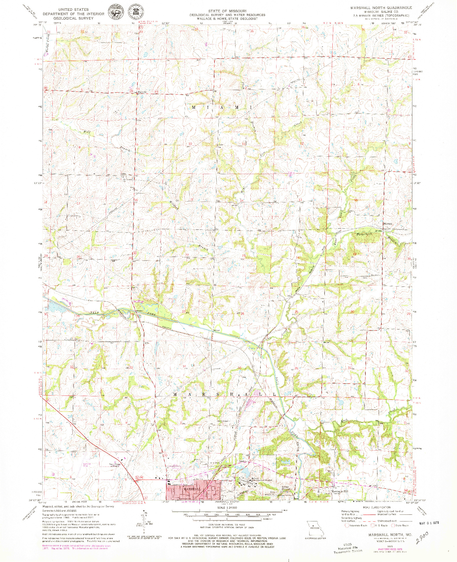 USGS 1:24000-SCALE QUADRANGLE FOR MARSHALL NORTH, MO 1971