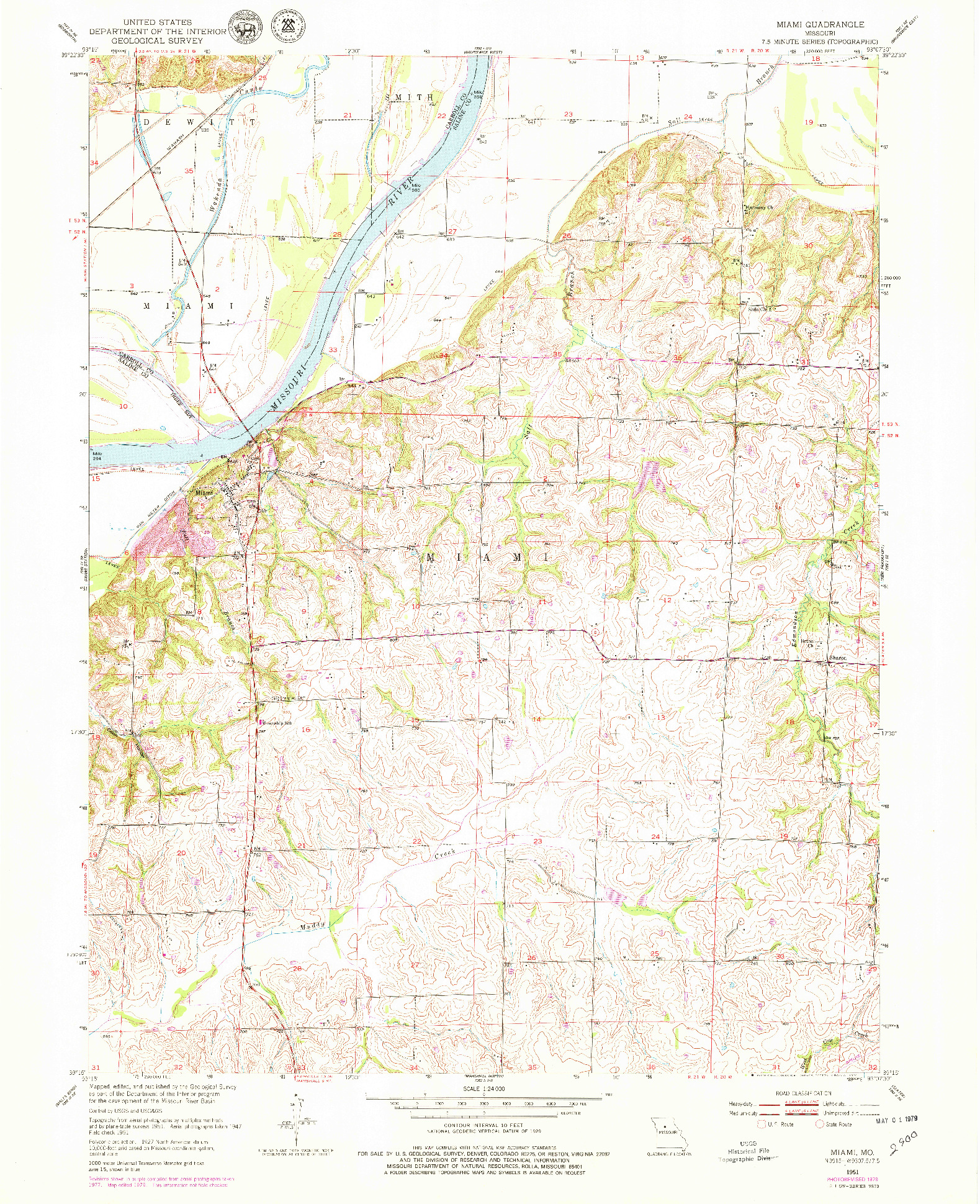 USGS 1:24000-SCALE QUADRANGLE FOR MIAMI, MO 1951