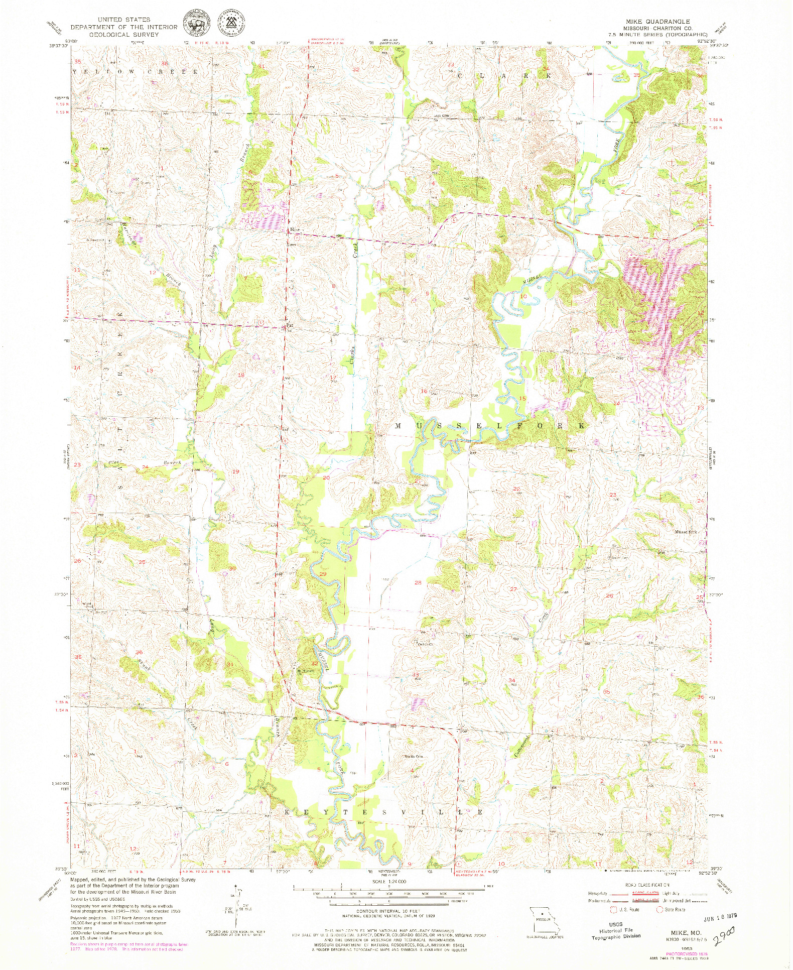 USGS 1:24000-SCALE QUADRANGLE FOR MIKE, MO 1953