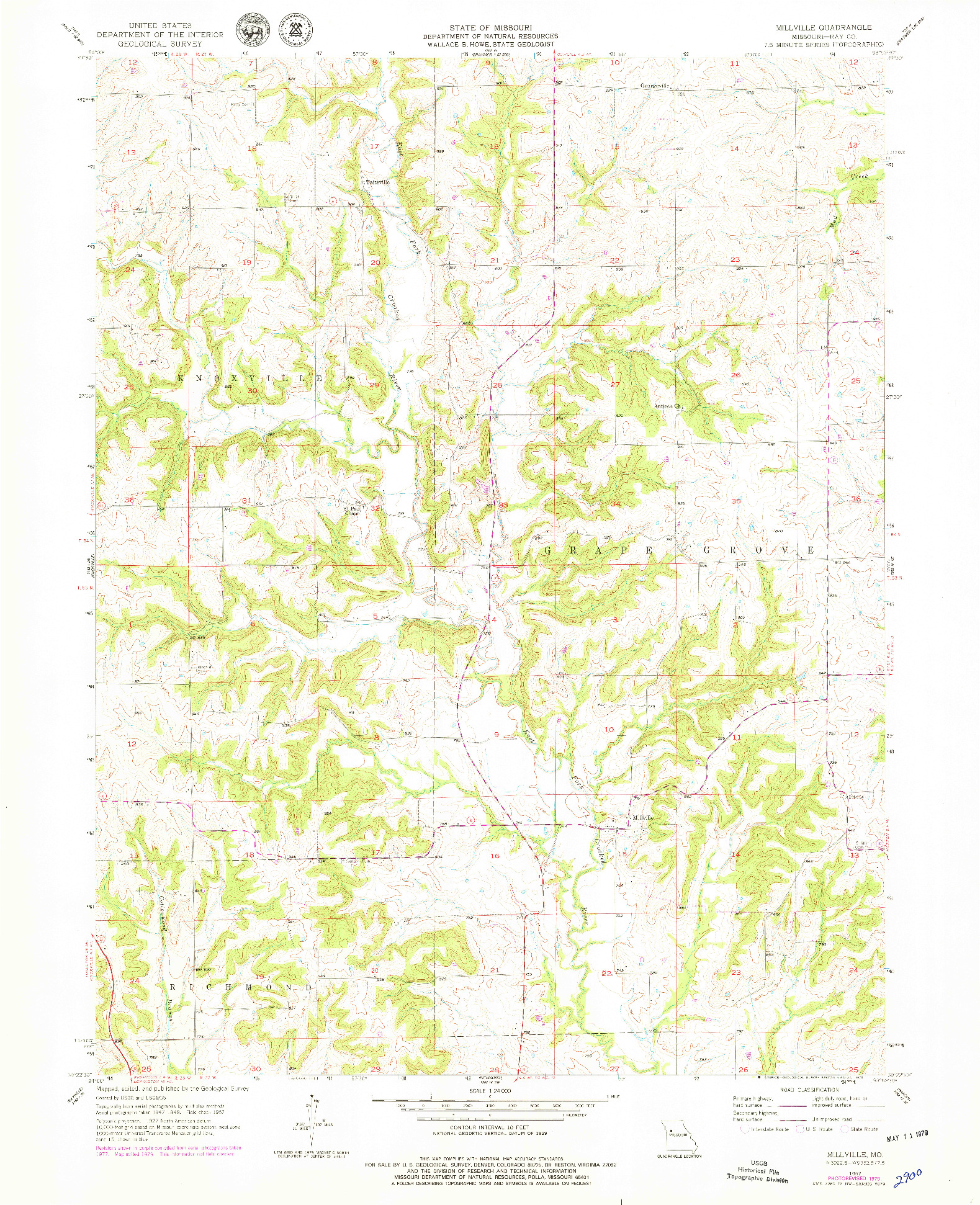 USGS 1:24000-SCALE QUADRANGLE FOR MILLVILLE, MO 1957