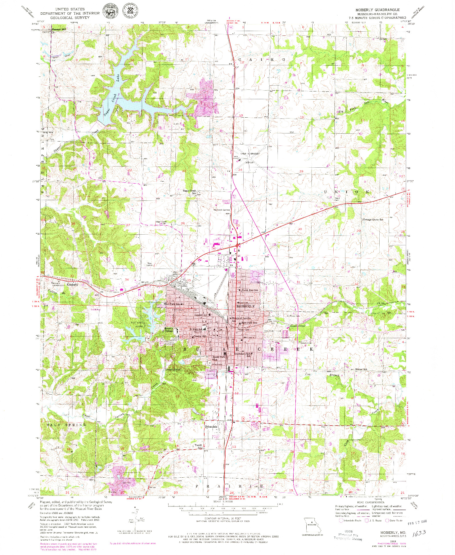 USGS 1:24000-SCALE QUADRANGLE FOR MOBERLY, MO 1953