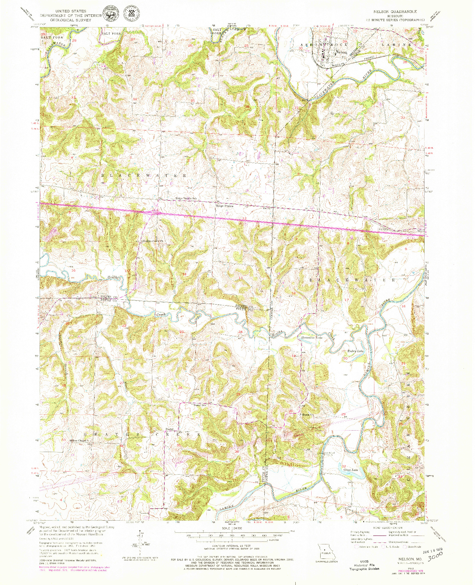 USGS 1:24000-SCALE QUADRANGLE FOR NELSON, MO 1953
