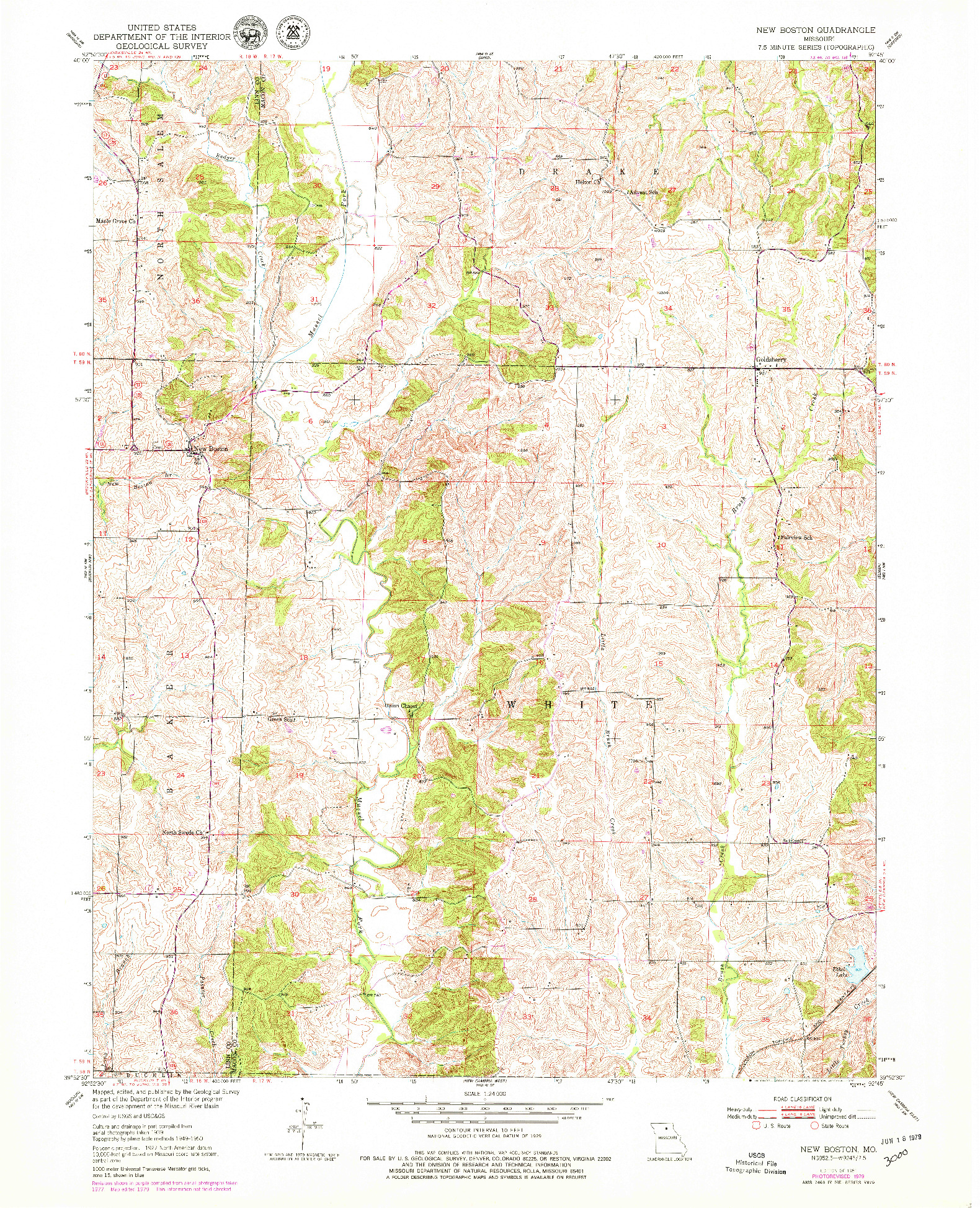 USGS 1:24000-SCALE QUADRANGLE FOR NEW BOSTON, MO 1951