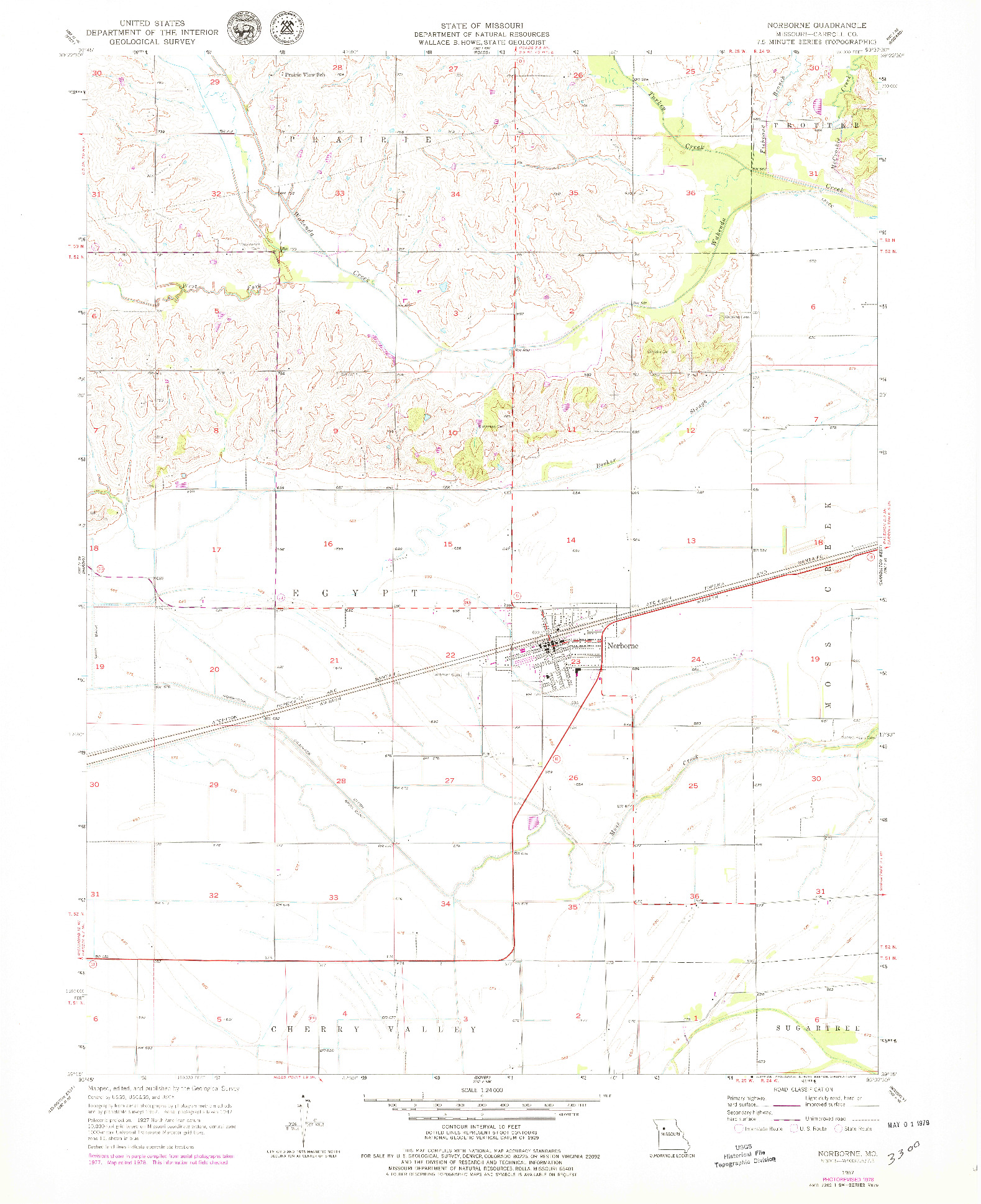 USGS 1:24000-SCALE QUADRANGLE FOR NORBORNE, MO 1957