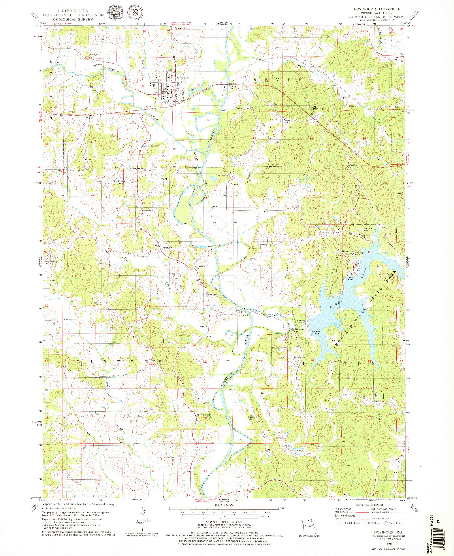 USGS 1:24000-SCALE QUADRANGLE FOR NOVINGER, MO 1979