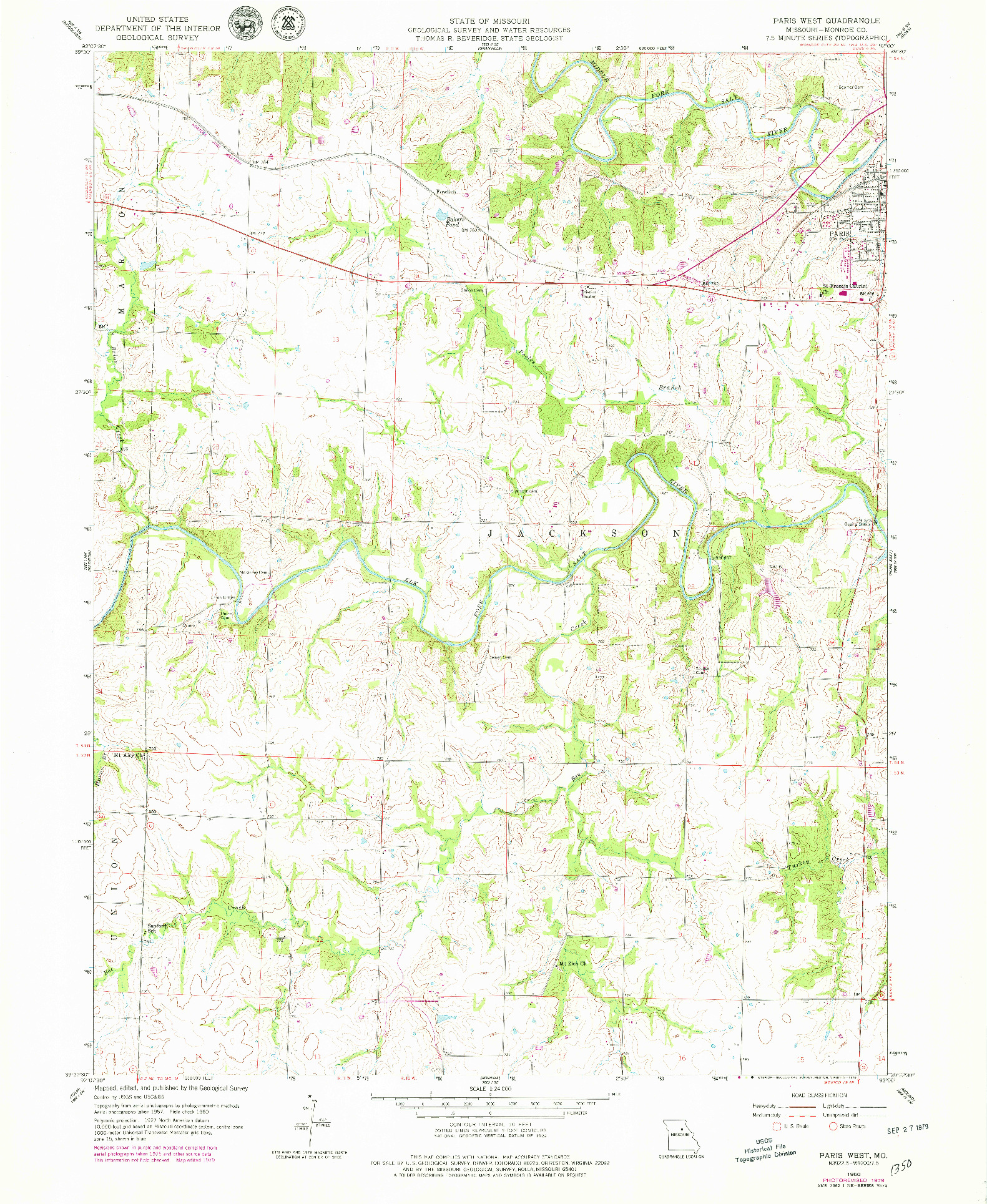 USGS 1:24000-SCALE QUADRANGLE FOR PARIS WEST, MO 1960