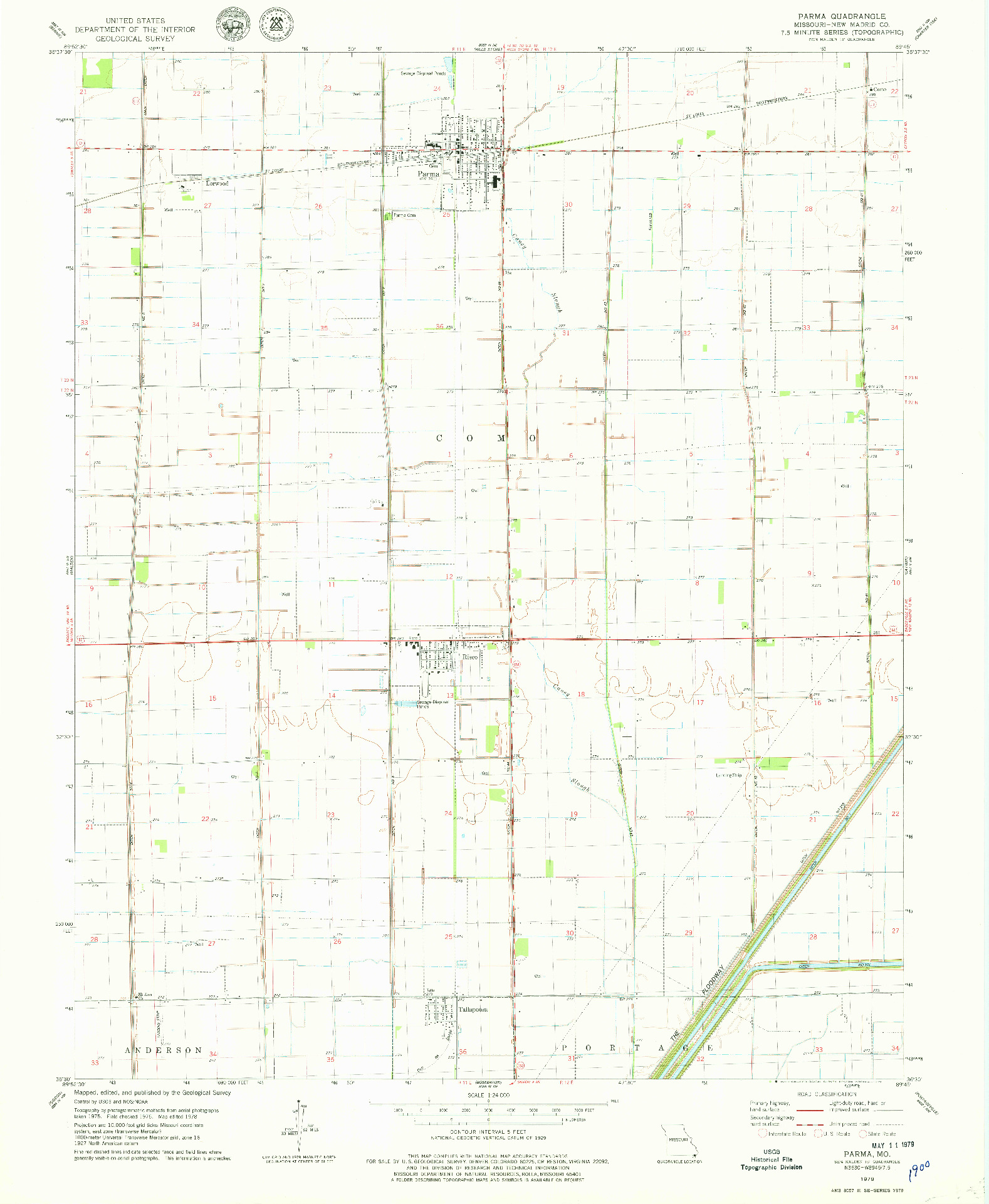 USGS 1:24000-SCALE QUADRANGLE FOR PARMA, MO 1978