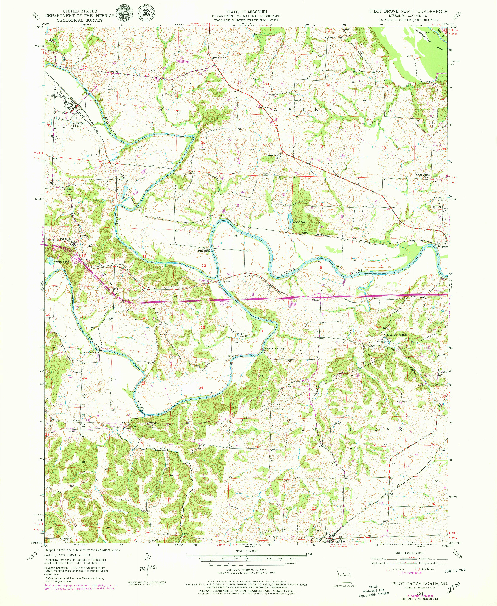USGS 1:24000-SCALE QUADRANGLE FOR PILOT GROVE NORTH, MO 1953