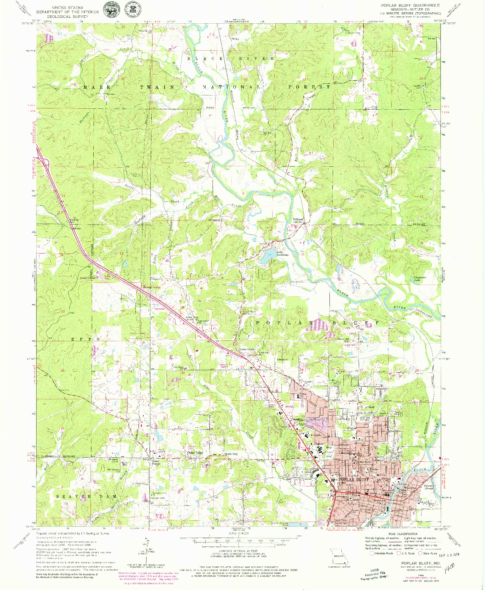 USGS 1:24000-SCALE QUADRANGLE FOR POPLAR BLUFF, MO 1966