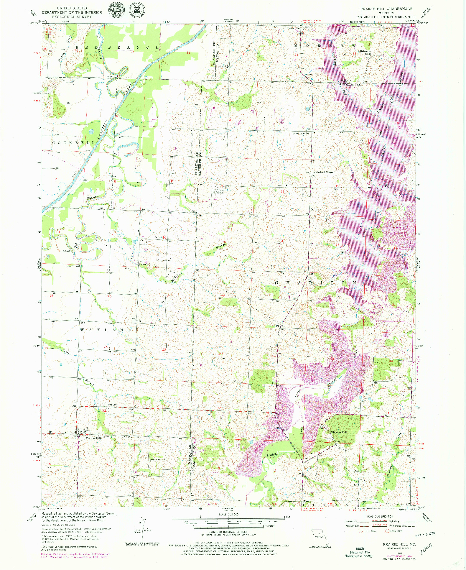USGS 1:24000-SCALE QUADRANGLE FOR PRAIRIE HILL, MO 1953