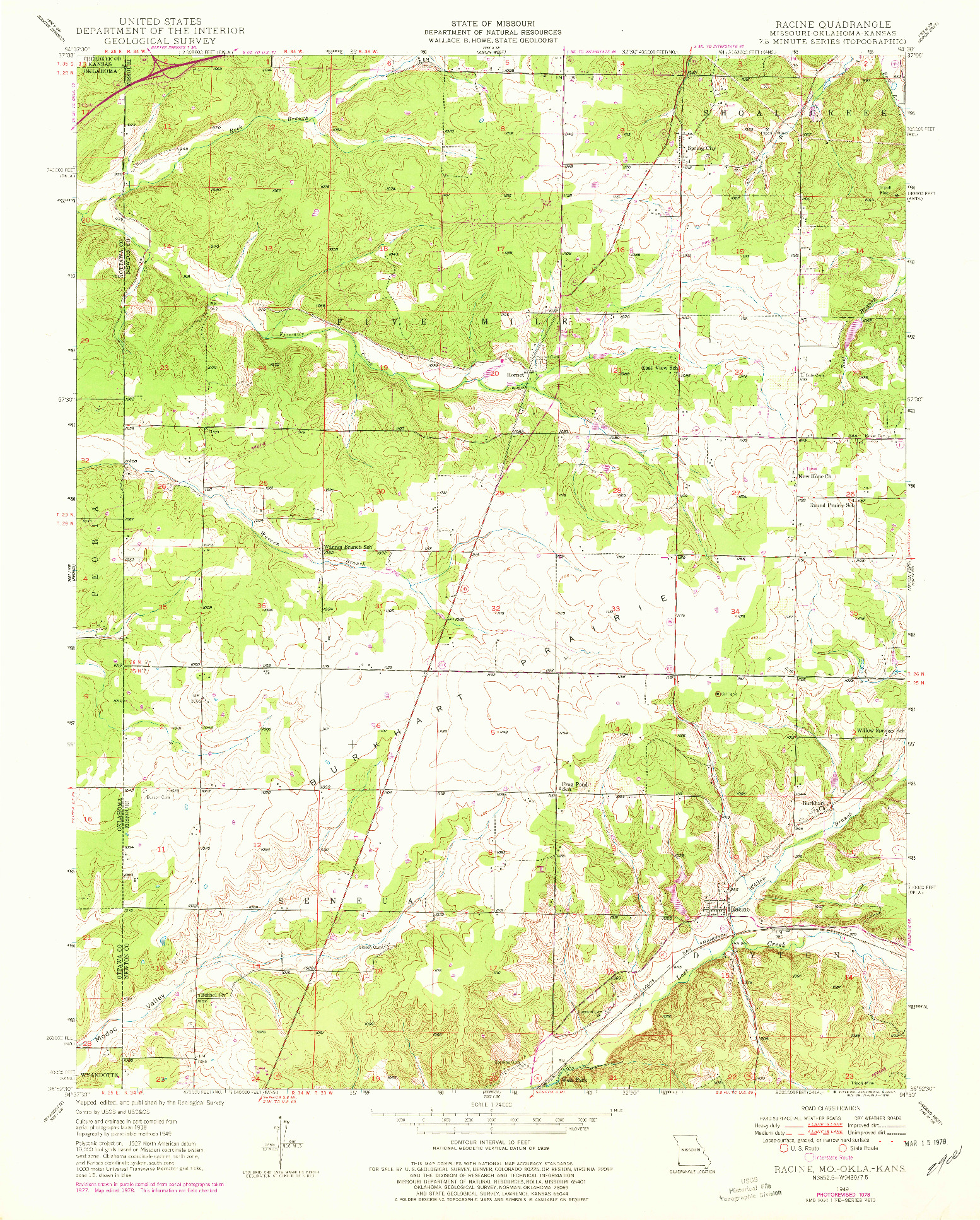 USGS 1:24000-SCALE QUADRANGLE FOR RACINE, MO 1949