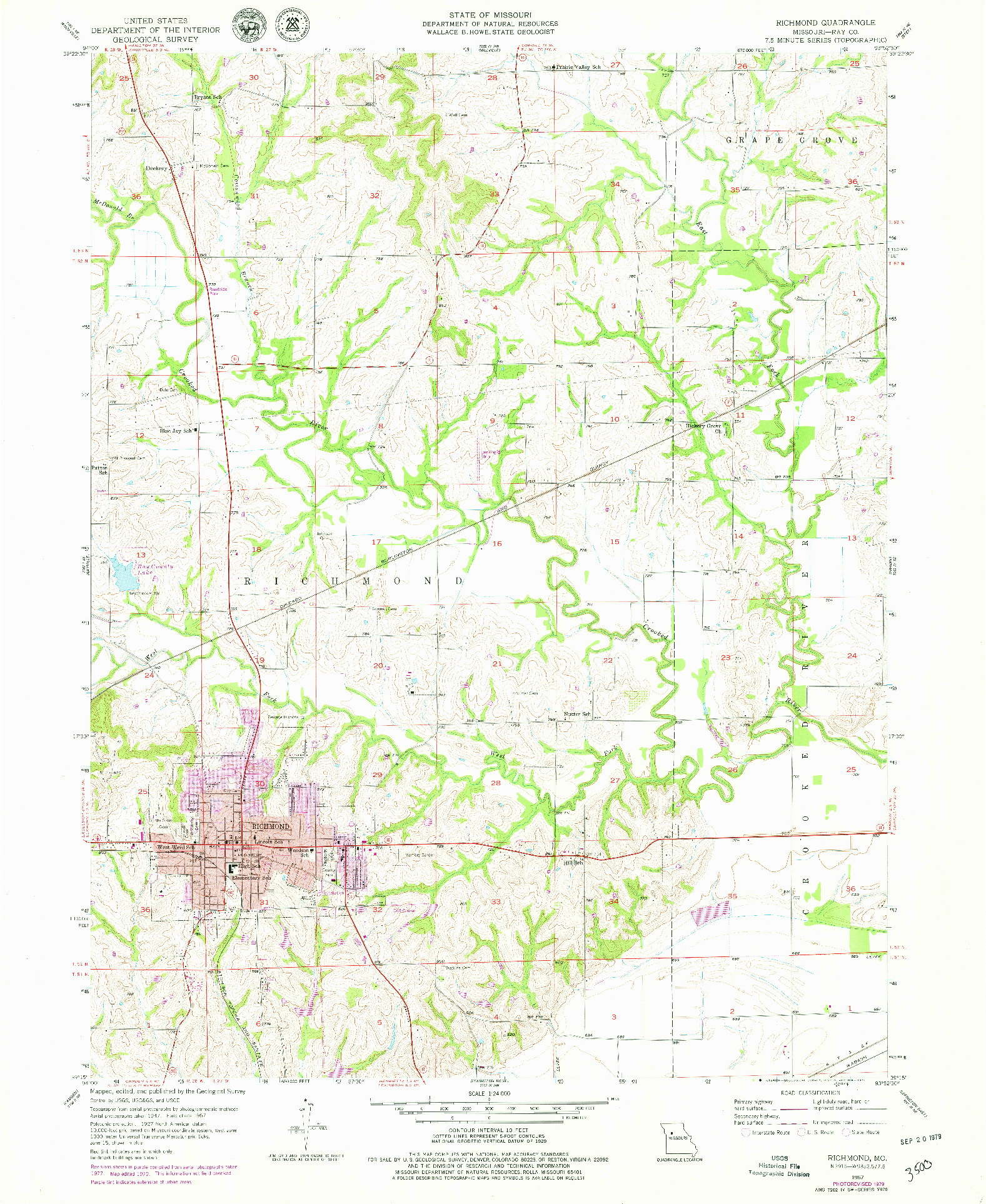USGS 1:24000-SCALE QUADRANGLE FOR RICHMOND, MO 1957