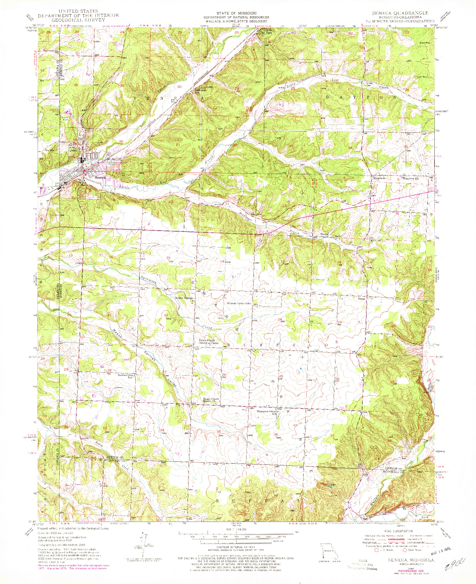 USGS 1:24000-SCALE QUADRANGLE FOR SENECA, MO 1949