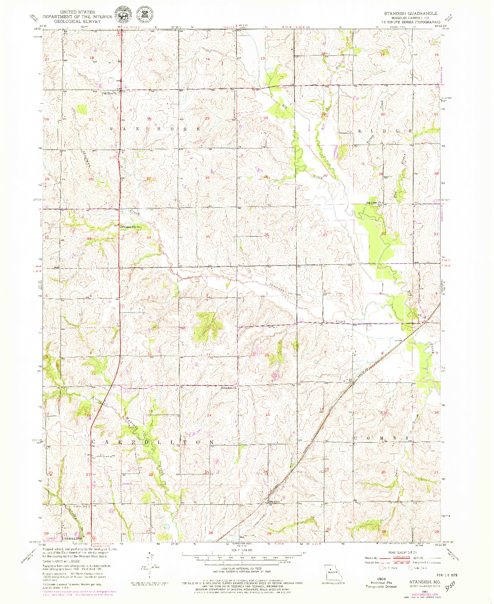 USGS 1:24000-SCALE QUADRANGLE FOR STANDISH, MO 1951
