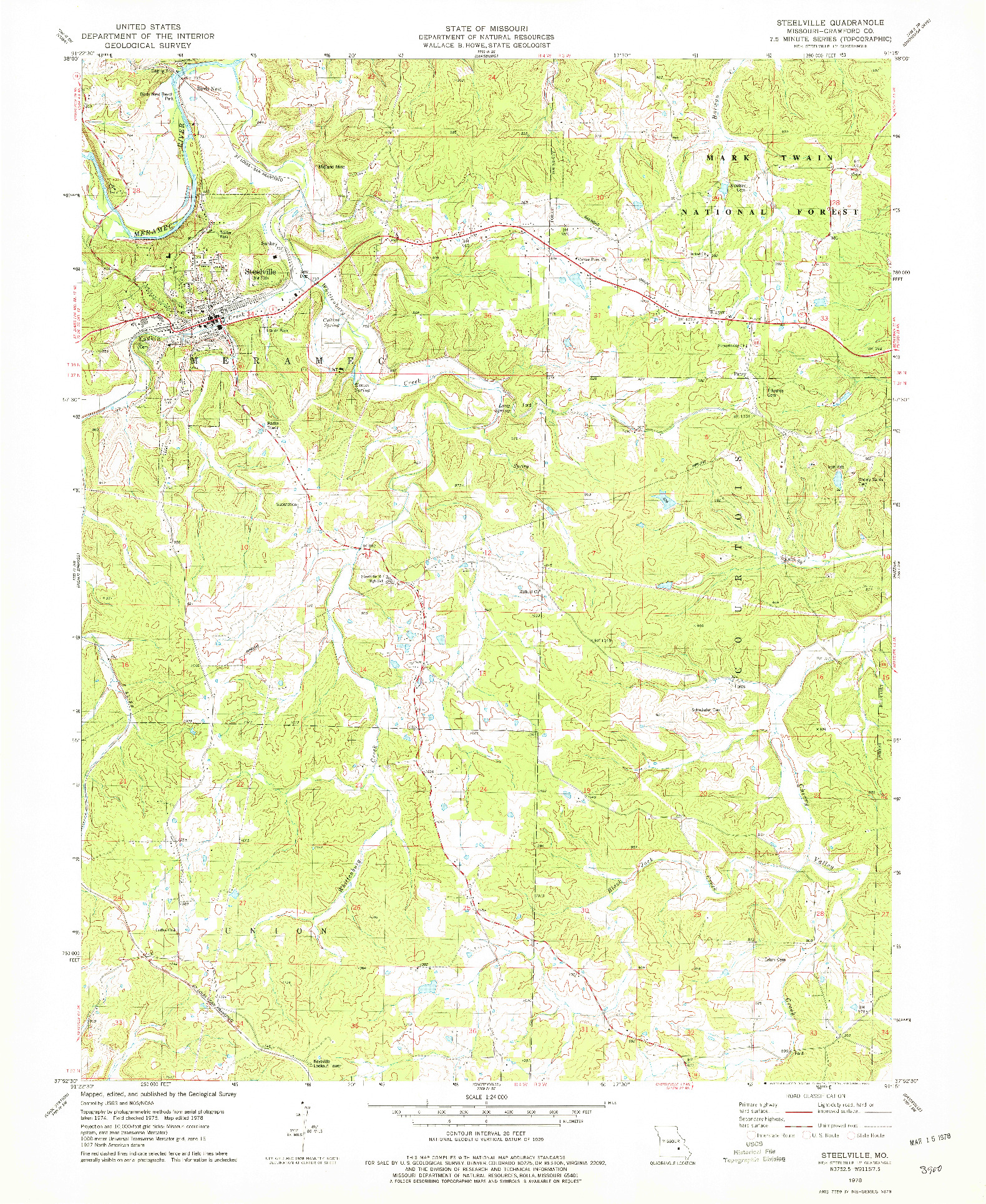 USGS 1:24000-SCALE QUADRANGLE FOR STEELVILLE, MO 1978