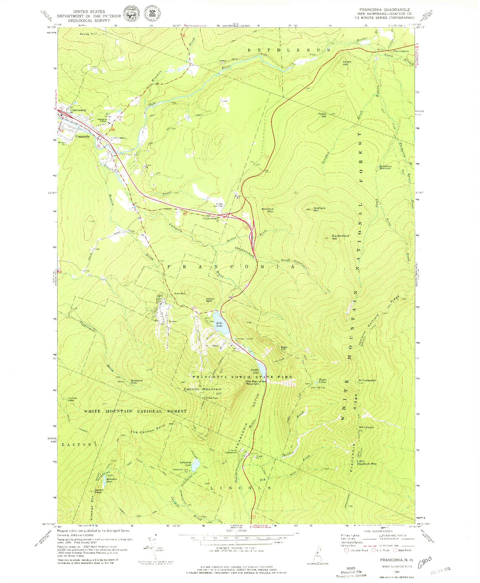 USGS 1:24000-SCALE QUADRANGLE FOR FRANCONIA, NH 1967