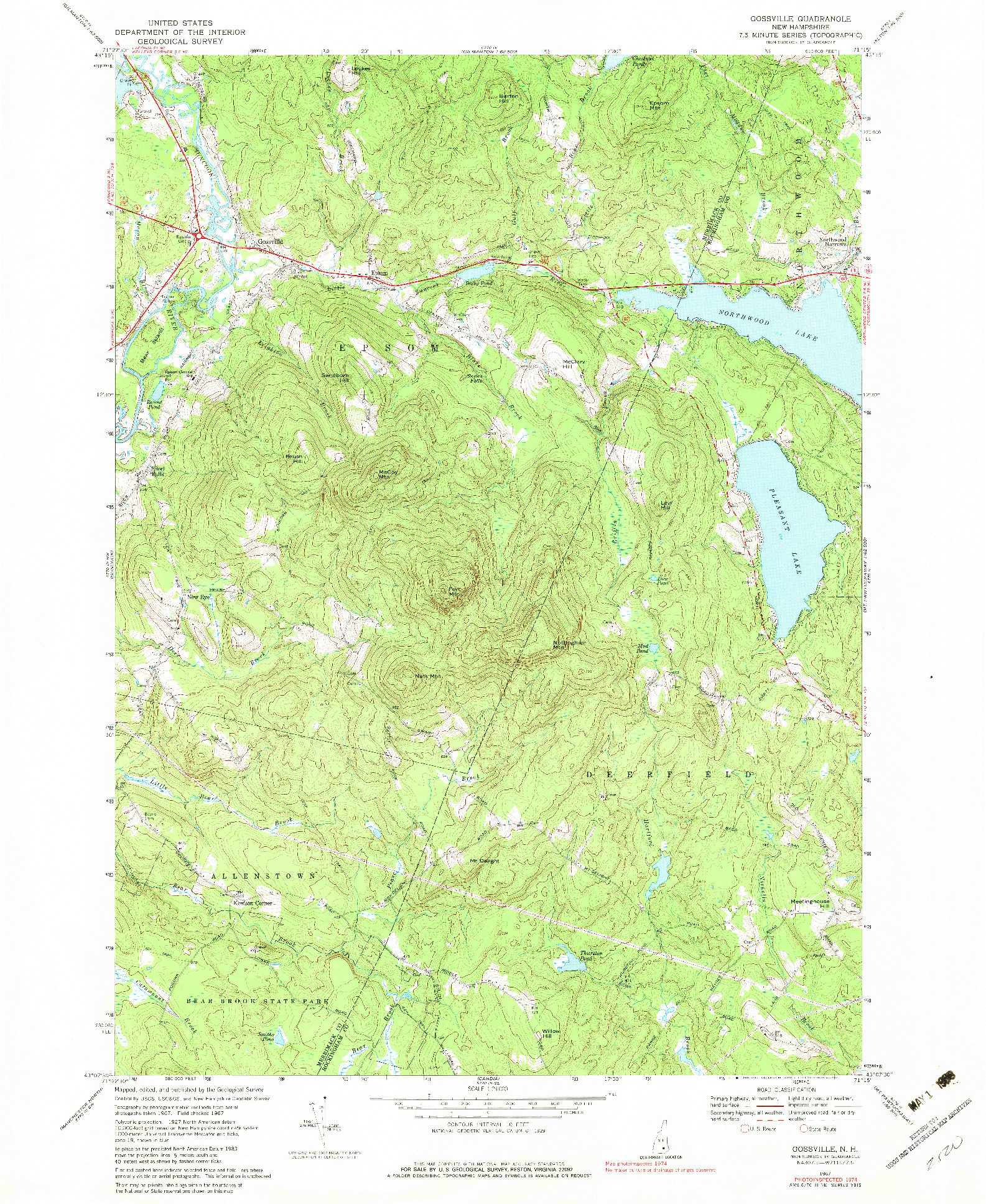 USGS 1:24000-SCALE QUADRANGLE FOR GOSSVILLE, NH 1967