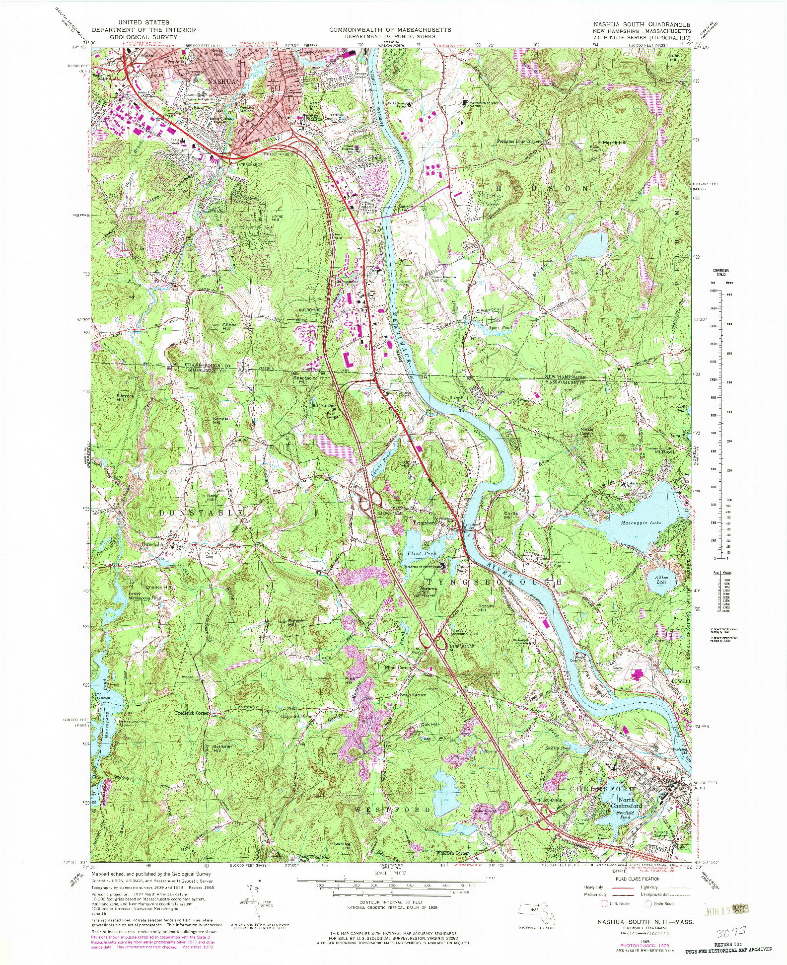 USGS 1:24000-SCALE QUADRANGLE FOR NASHUA SOUTH, NH 1965