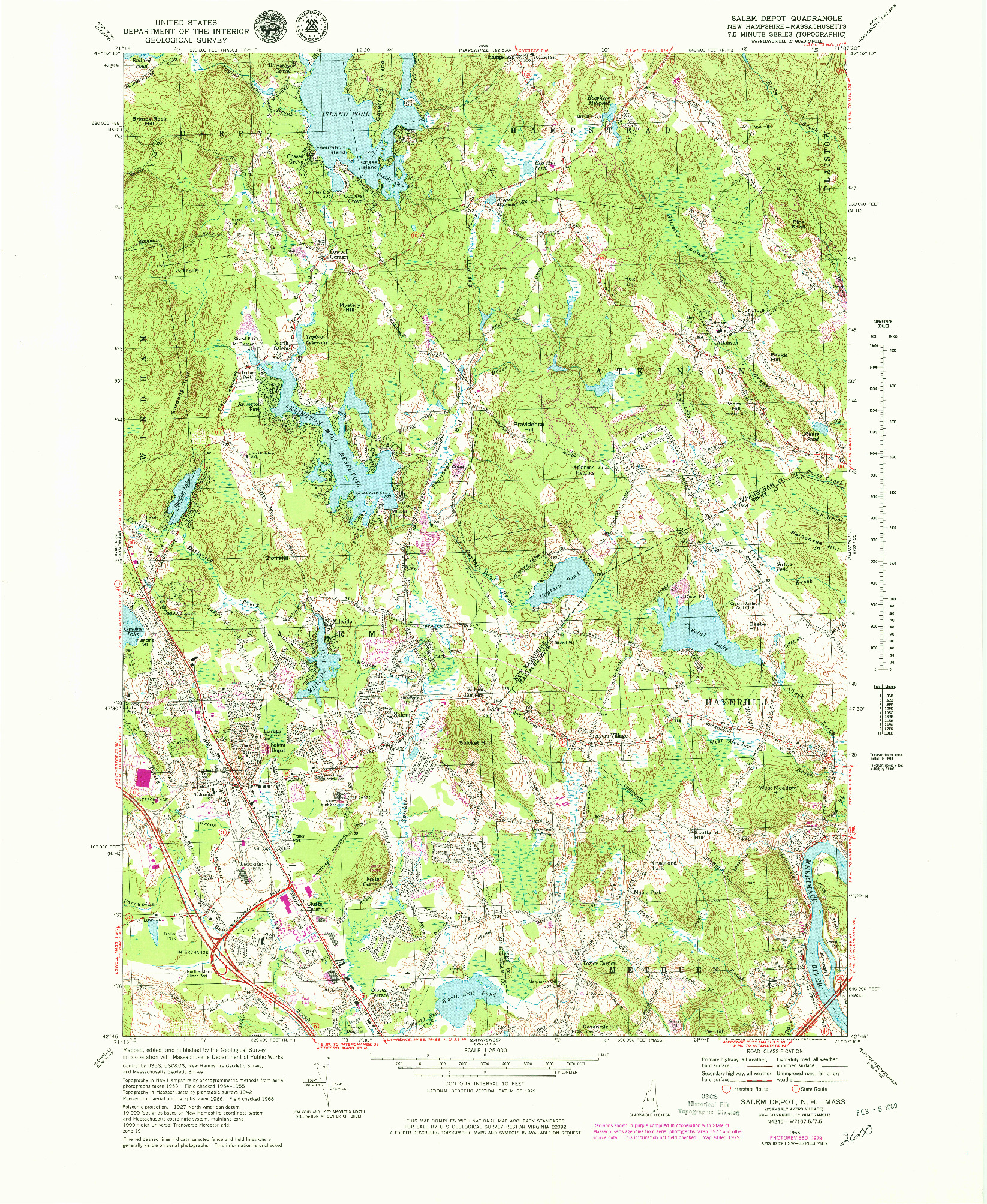 USGS 1:24000-SCALE QUADRANGLE FOR SALEM DEPOT, NH 1968