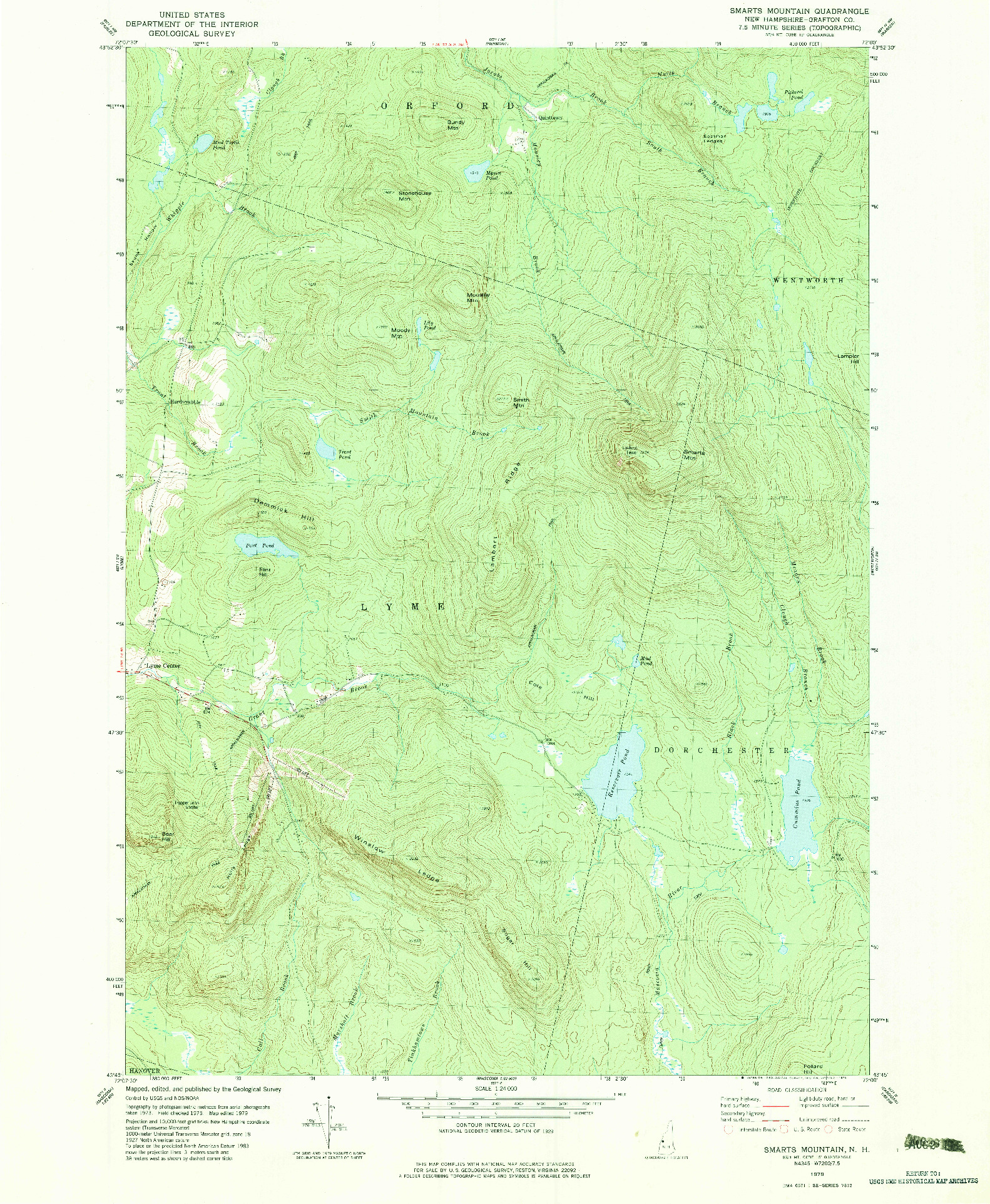 USGS 1:24000-SCALE QUADRANGLE FOR SMARTS MOUNTAIN, NH 1979