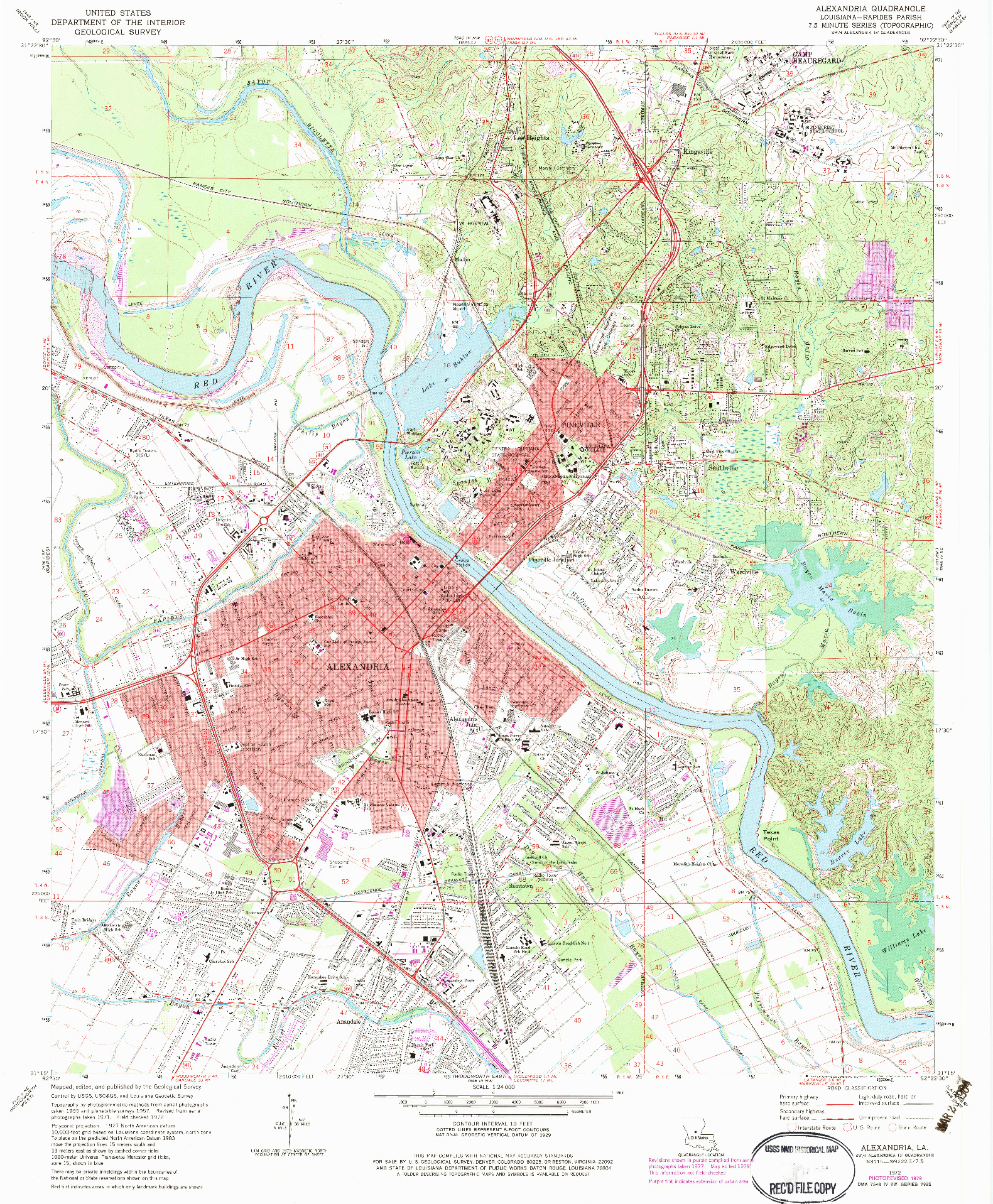 USGS 1:24000-SCALE QUADRANGLE FOR ALEXANDRIA, LA 1972