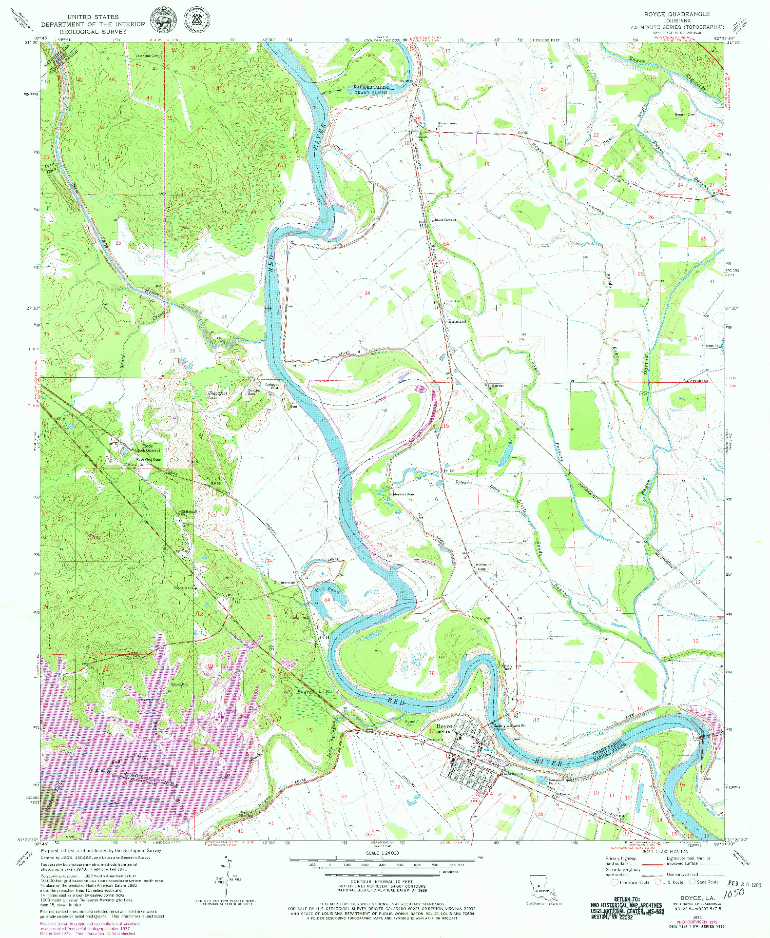 USGS 1:24000-SCALE QUADRANGLE FOR BOYCE, LA 1971