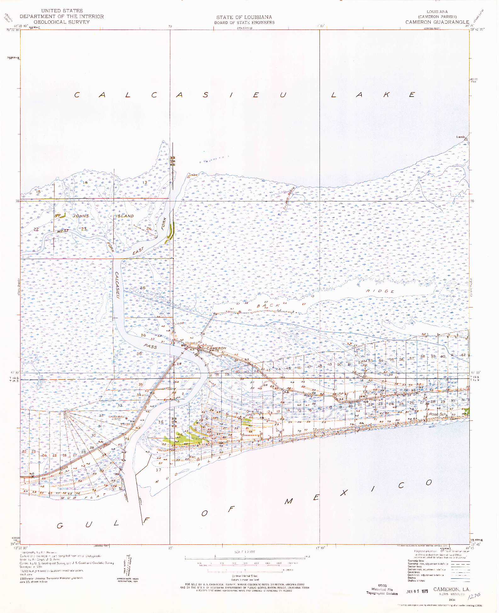 USGS 1:24000-SCALE QUADRANGLE FOR CAMERON, LA 1934