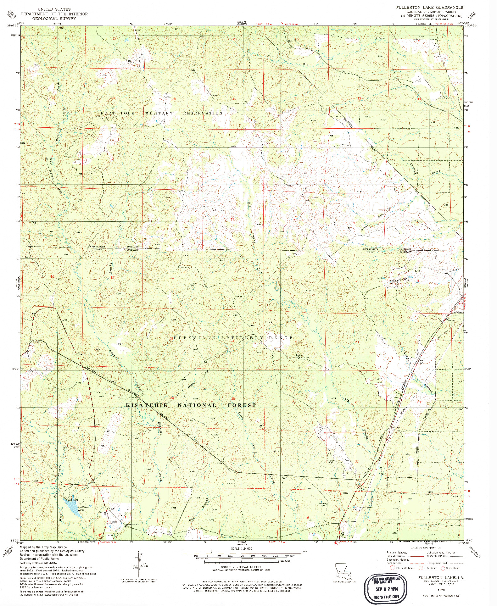 USGS 1:24000-SCALE QUADRANGLE FOR FULLERTON LAKE, LA 1978