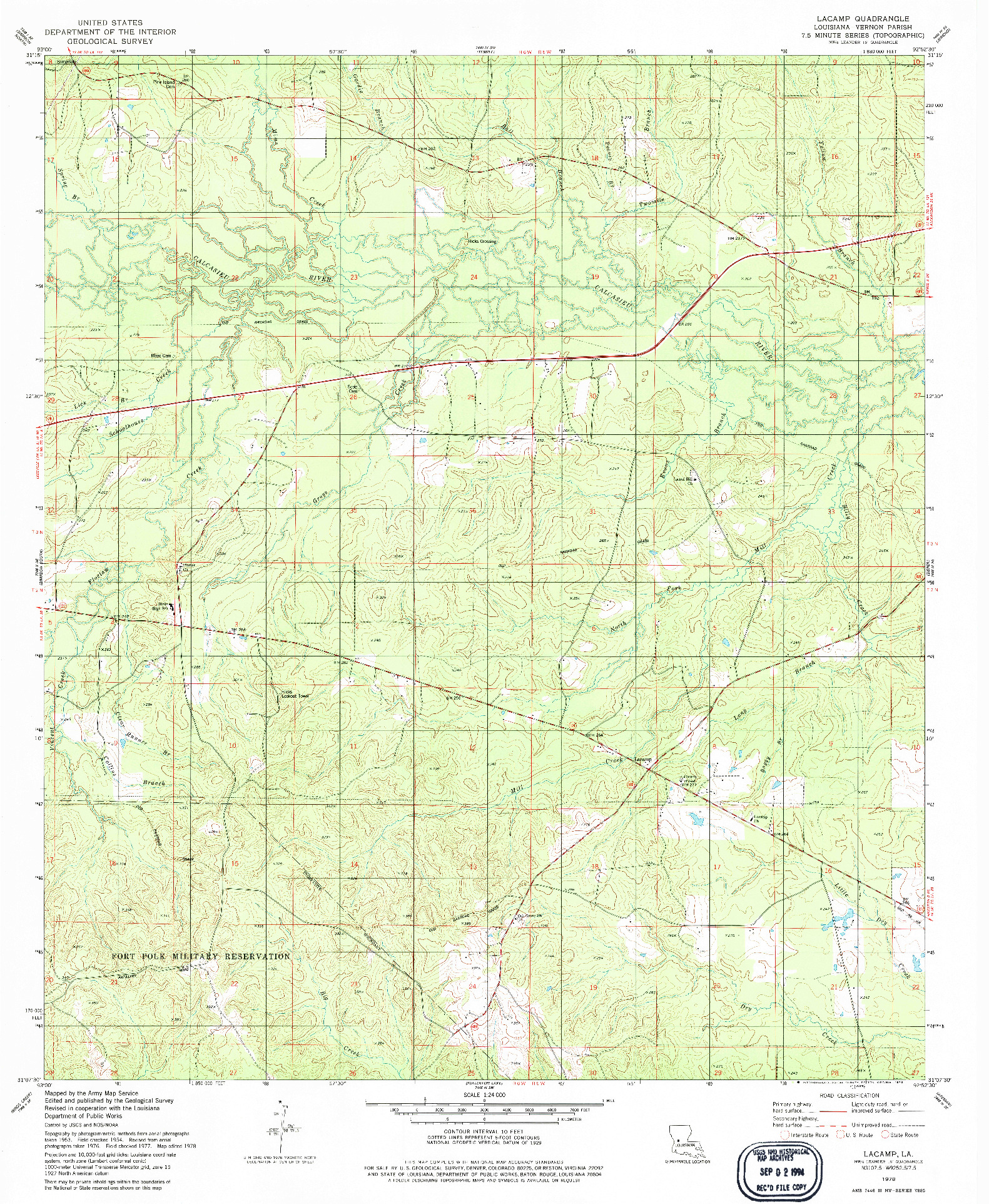 USGS 1:24000-SCALE QUADRANGLE FOR LACAMP, LA 1978