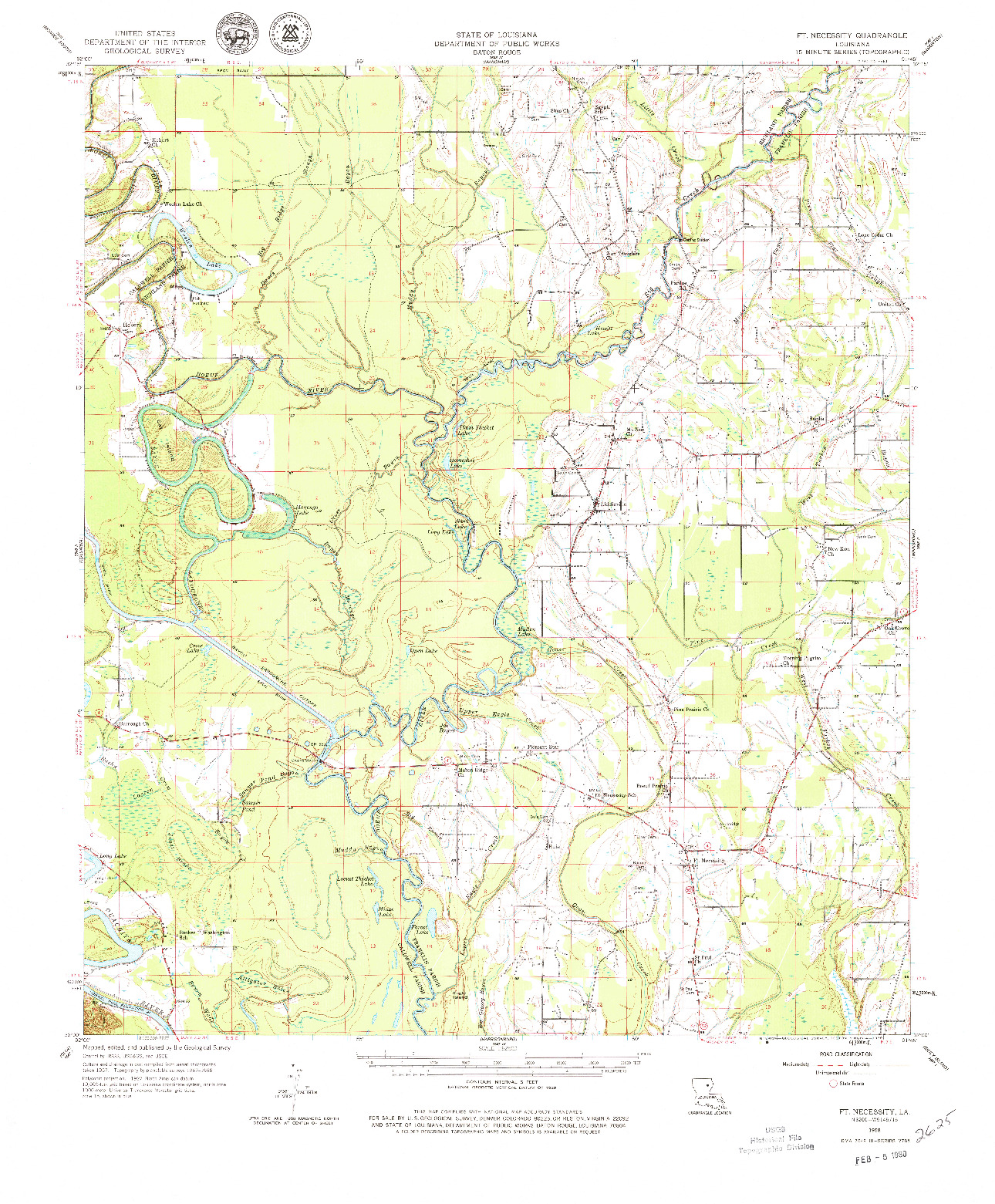 USGS 1:62500-SCALE QUADRANGLE FOR FORT NECESSITY, LA 1958