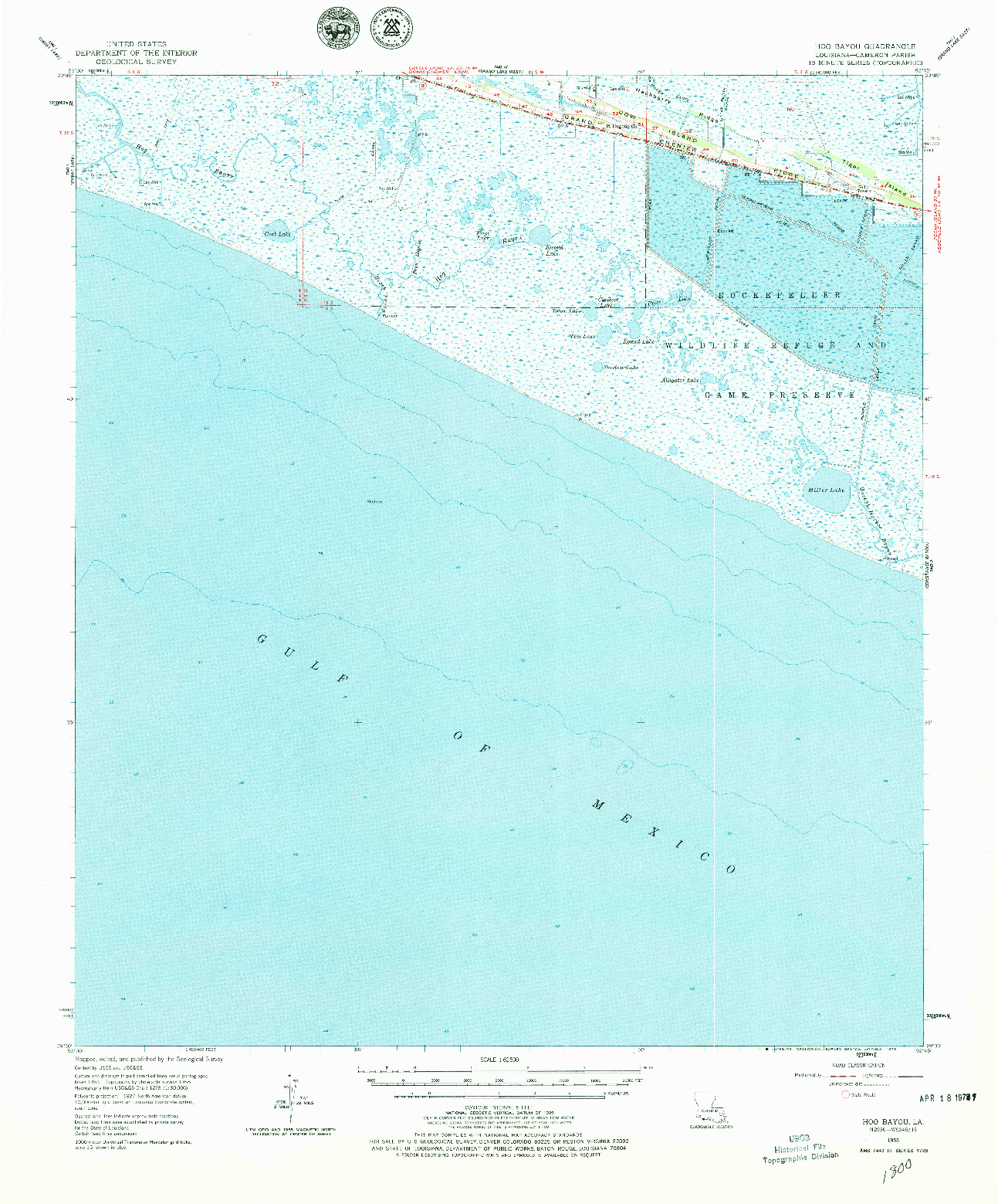 USGS 1:62500-SCALE QUADRANGLE FOR HOG BAYOU, LA 1955