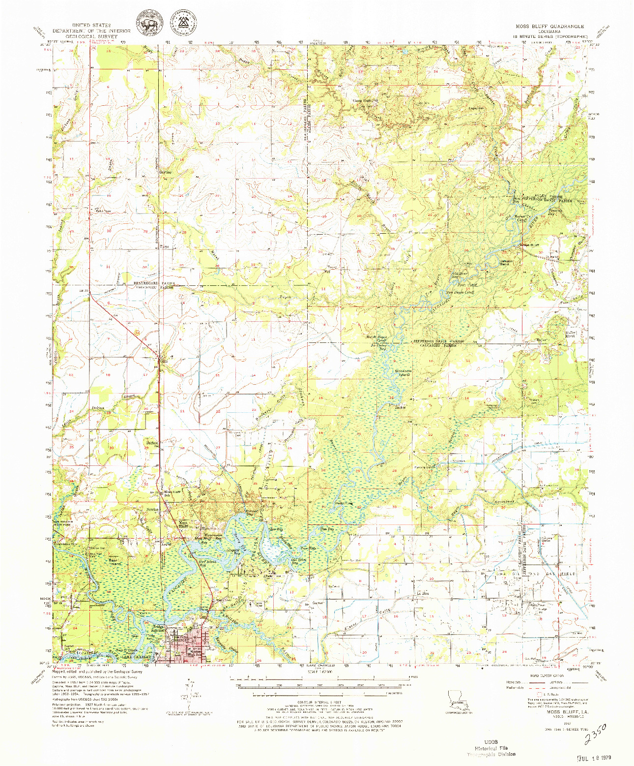 USGS 1:62500-SCALE QUADRANGLE FOR MOSS BLUFF, LA 1957