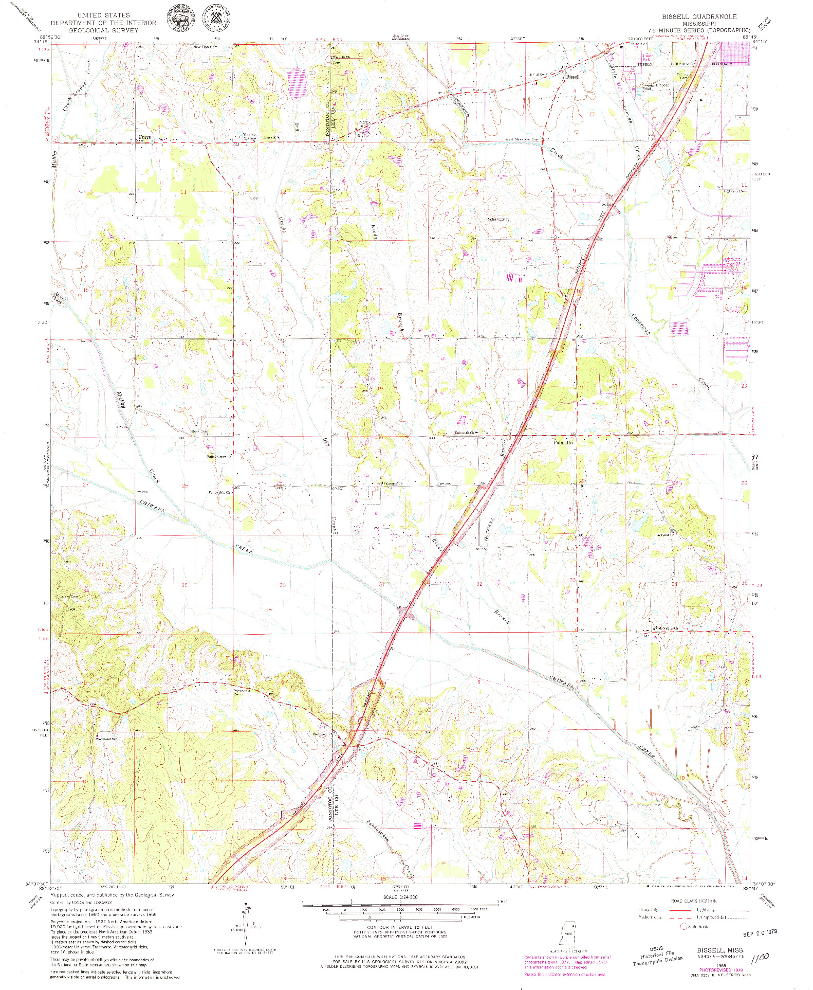 USGS 1:24000-SCALE QUADRANGLE FOR BISSELL, MS 1966