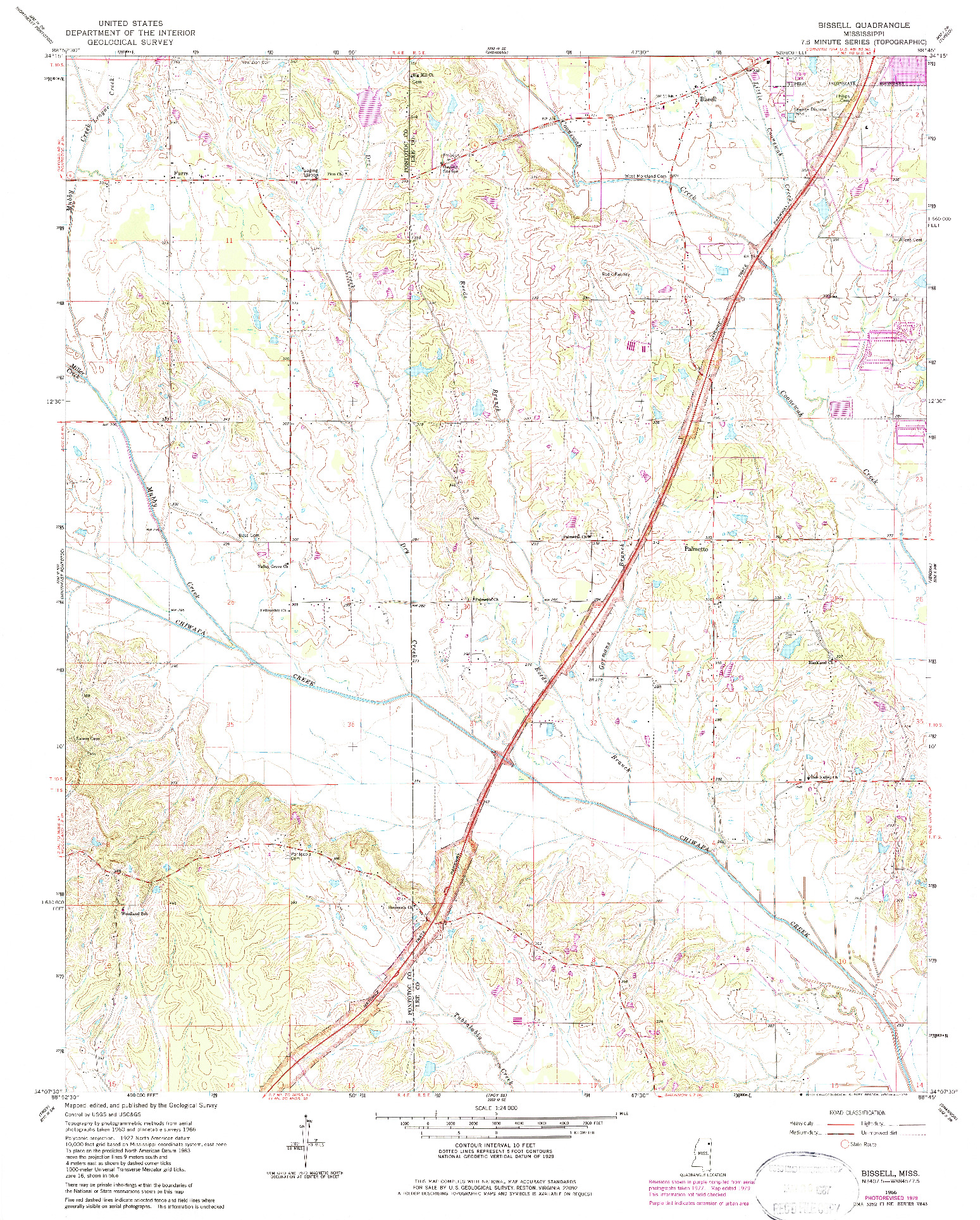 USGS 1:24000-SCALE QUADRANGLE FOR BISSELL, MS 1966