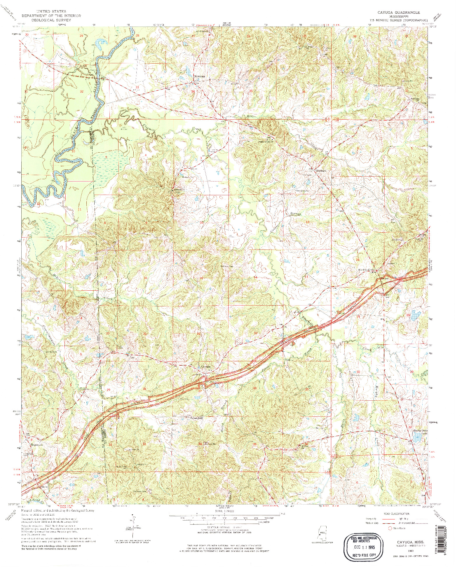 USGS 1:24000-SCALE QUADRANGLE FOR CAYUGA, MS 1963