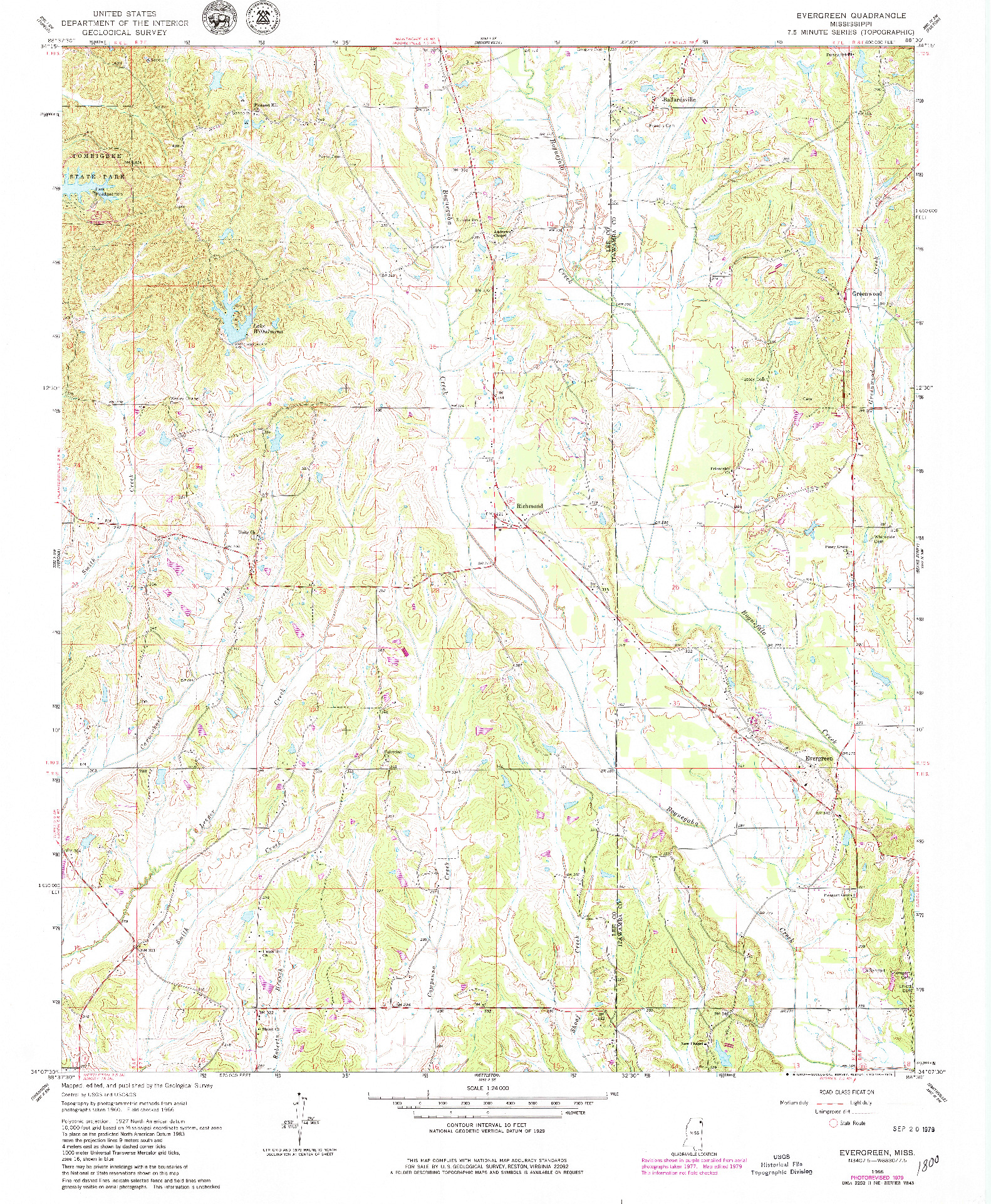 USGS 1:24000-SCALE QUADRANGLE FOR EVERGREEN, MS 1966