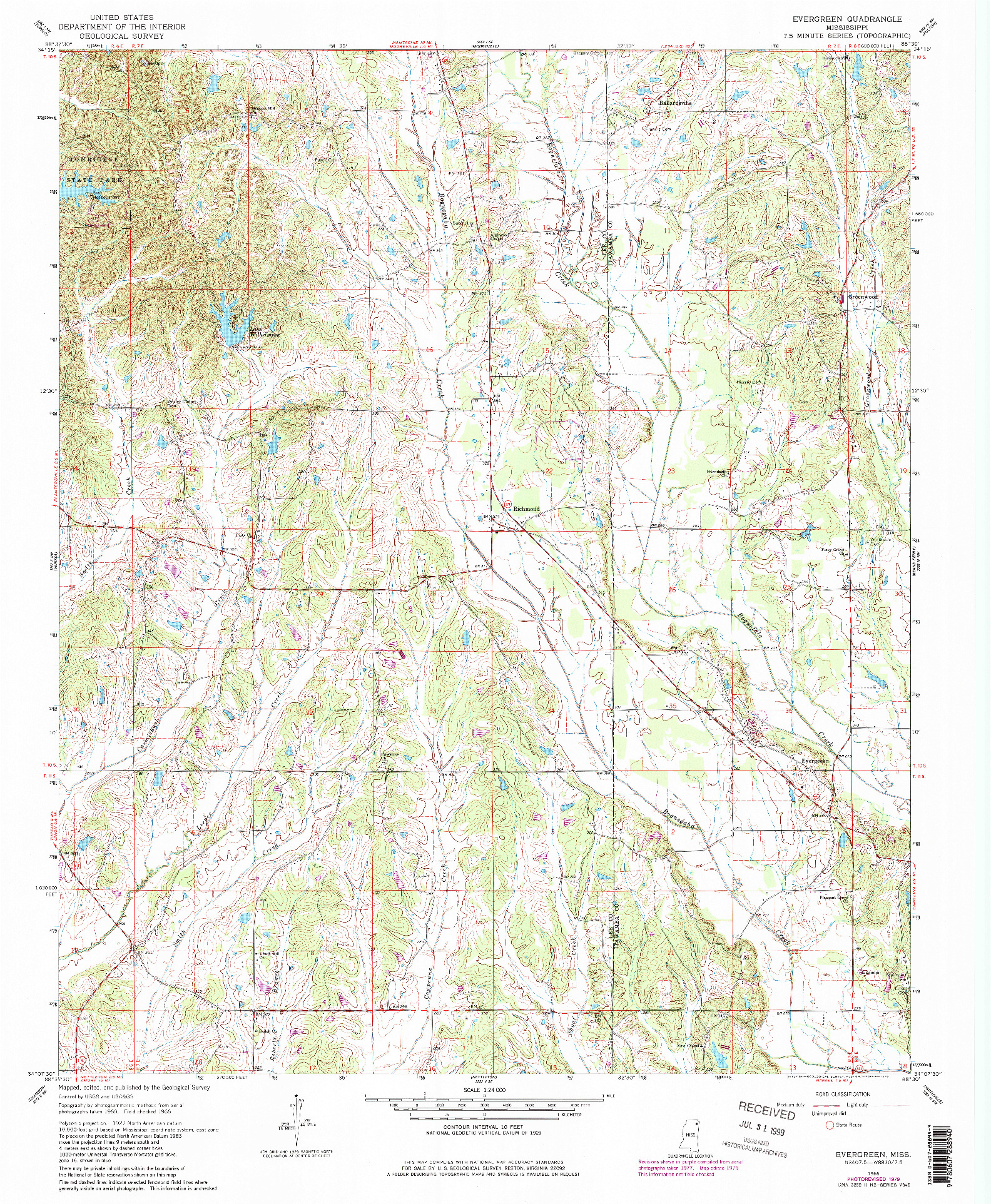 USGS 1:24000-SCALE QUADRANGLE FOR EVERGREEN, MS 1966