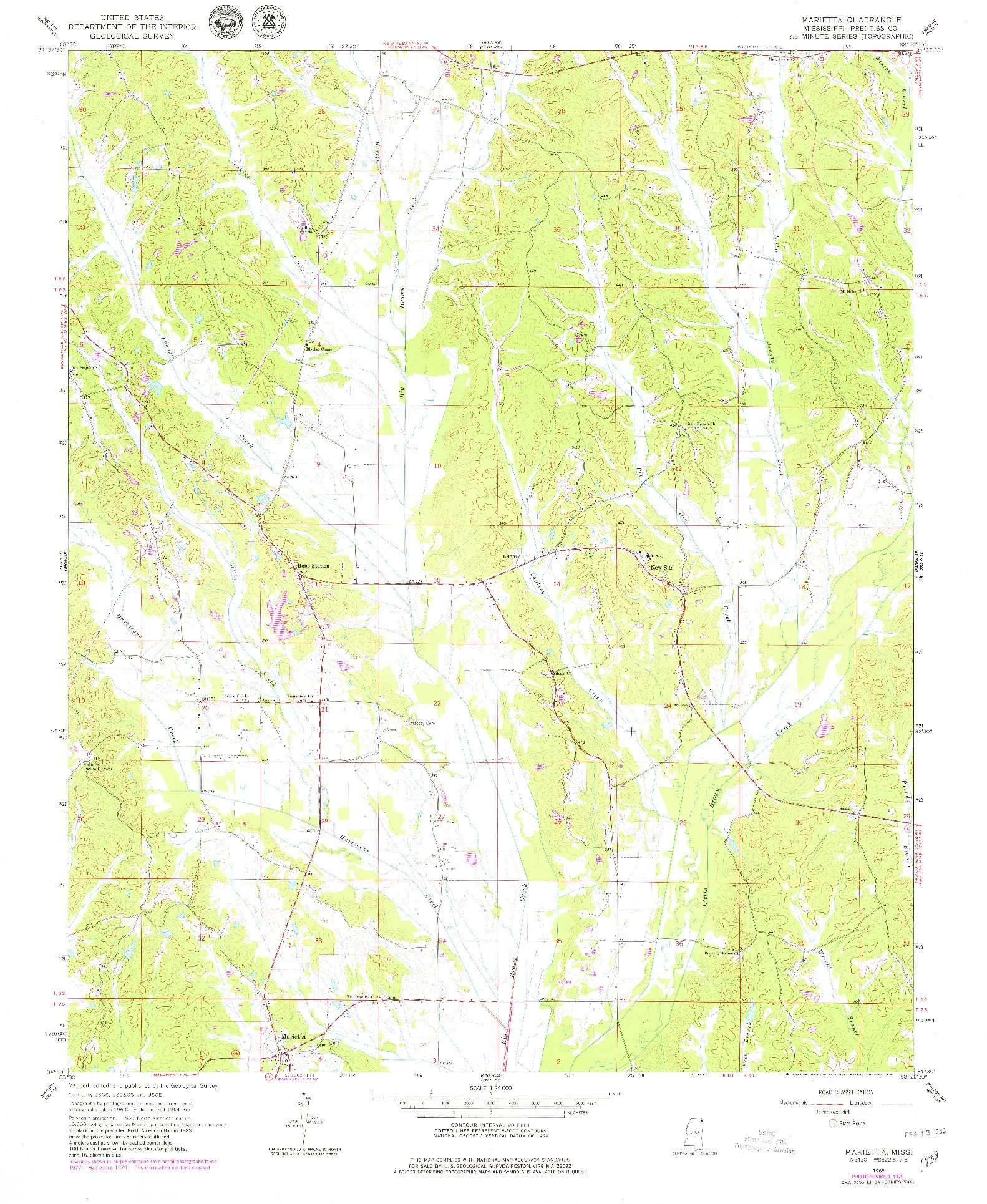 USGS 1:24000-SCALE QUADRANGLE FOR MARIETTA, MS 1965