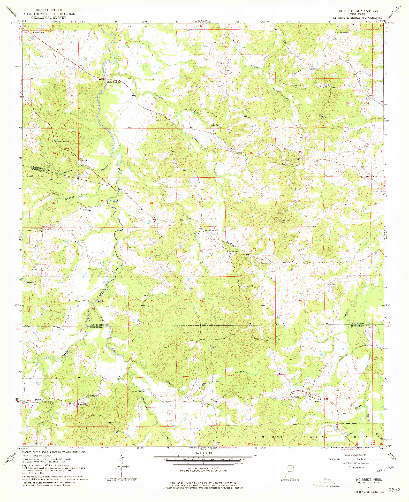 USGS 1:24000-SCALE QUADRANGLE FOR MCBRIDE, MS 1963