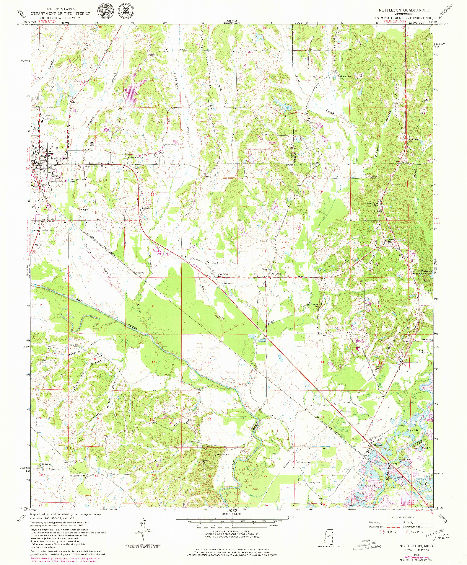 USGS 1:24000-SCALE QUADRANGLE FOR NETTLETON, MS 1966