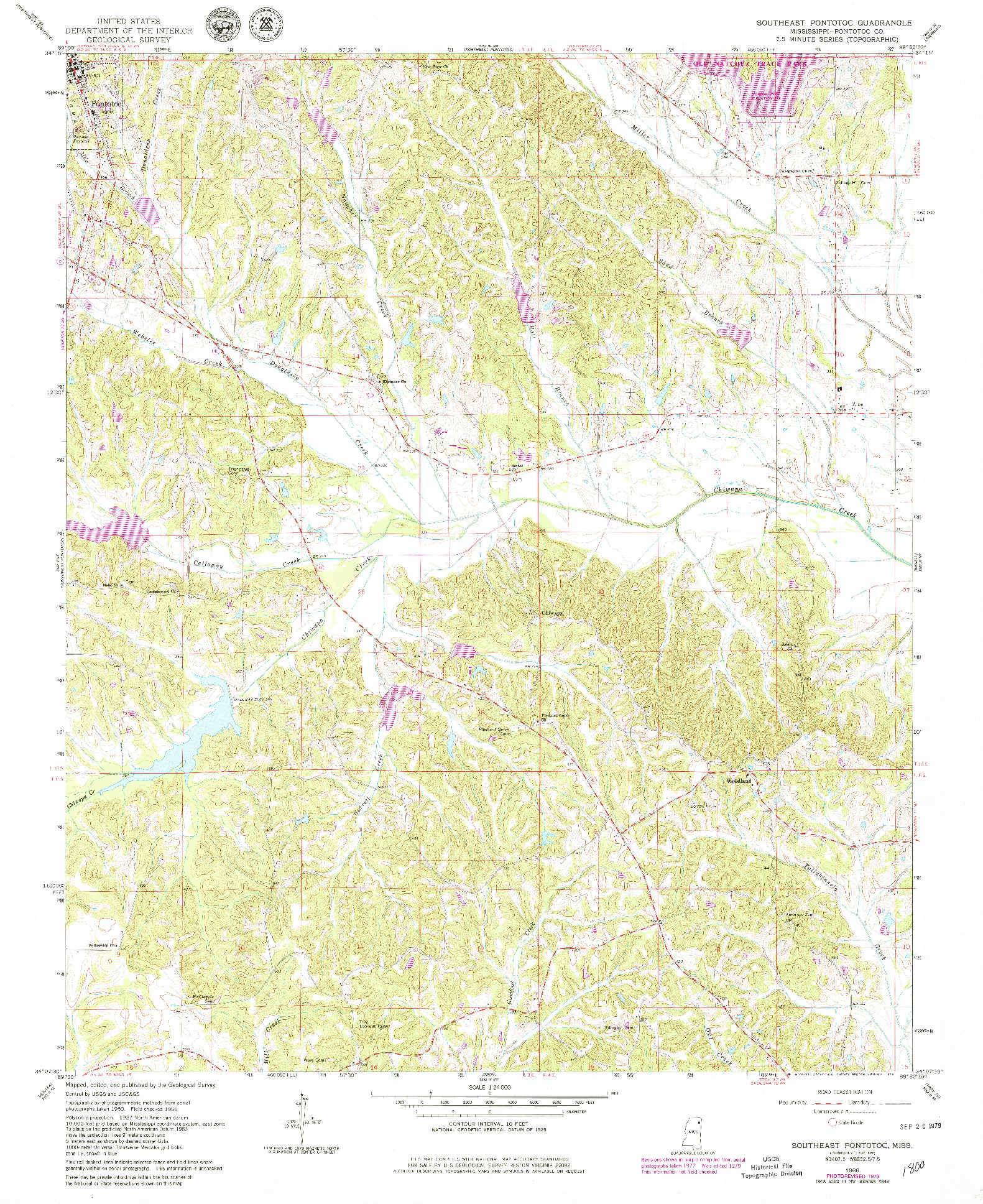 USGS 1:24000-SCALE QUADRANGLE FOR SOUTHEAST PONTOTOC, MS 1966