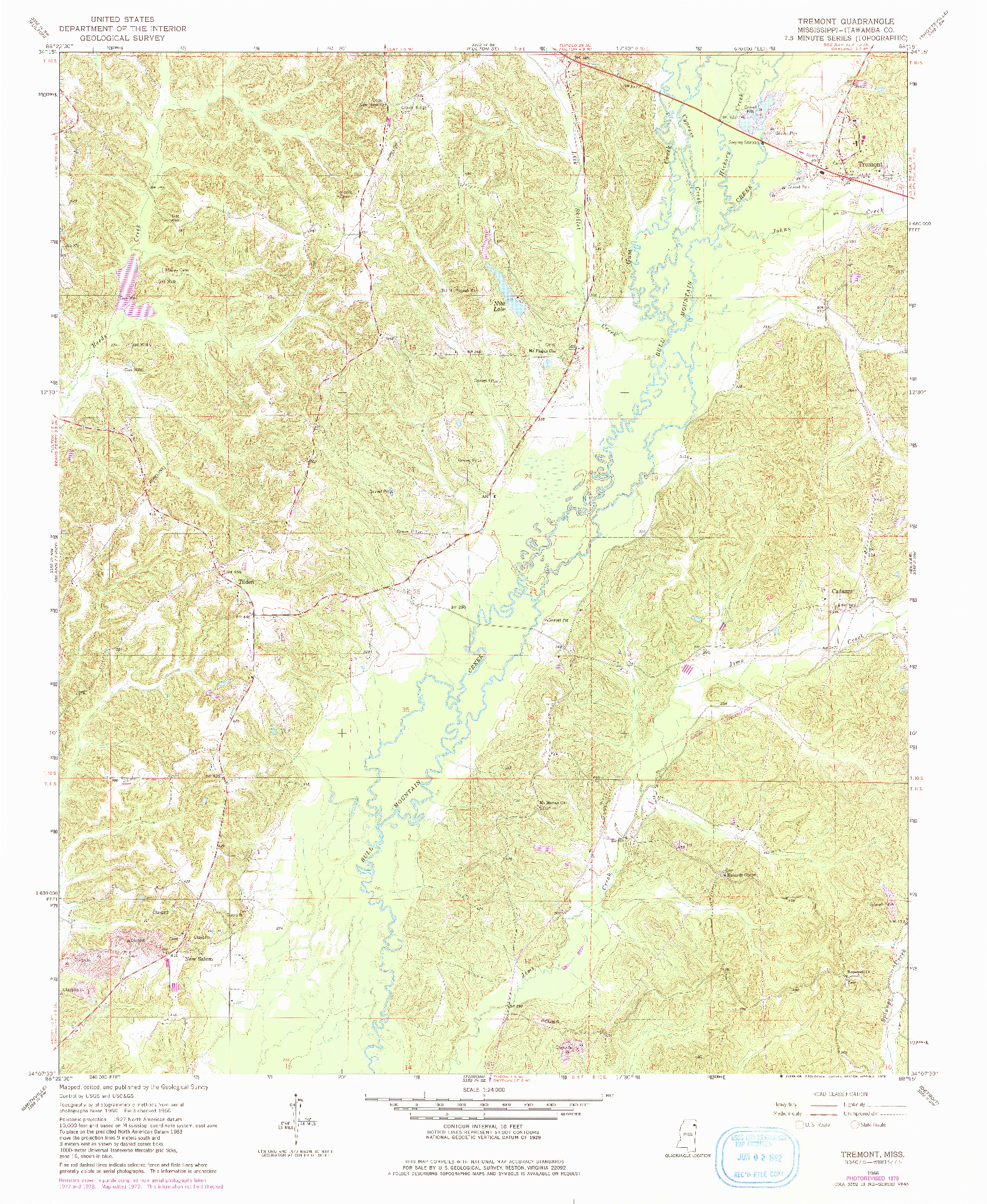 USGS 1:24000-SCALE QUADRANGLE FOR TREMONT, MS 1966