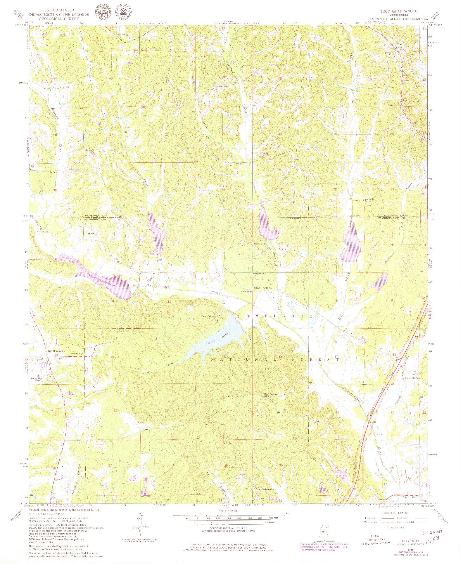 USGS 1:24000-SCALE QUADRANGLE FOR TROY, MS 1966