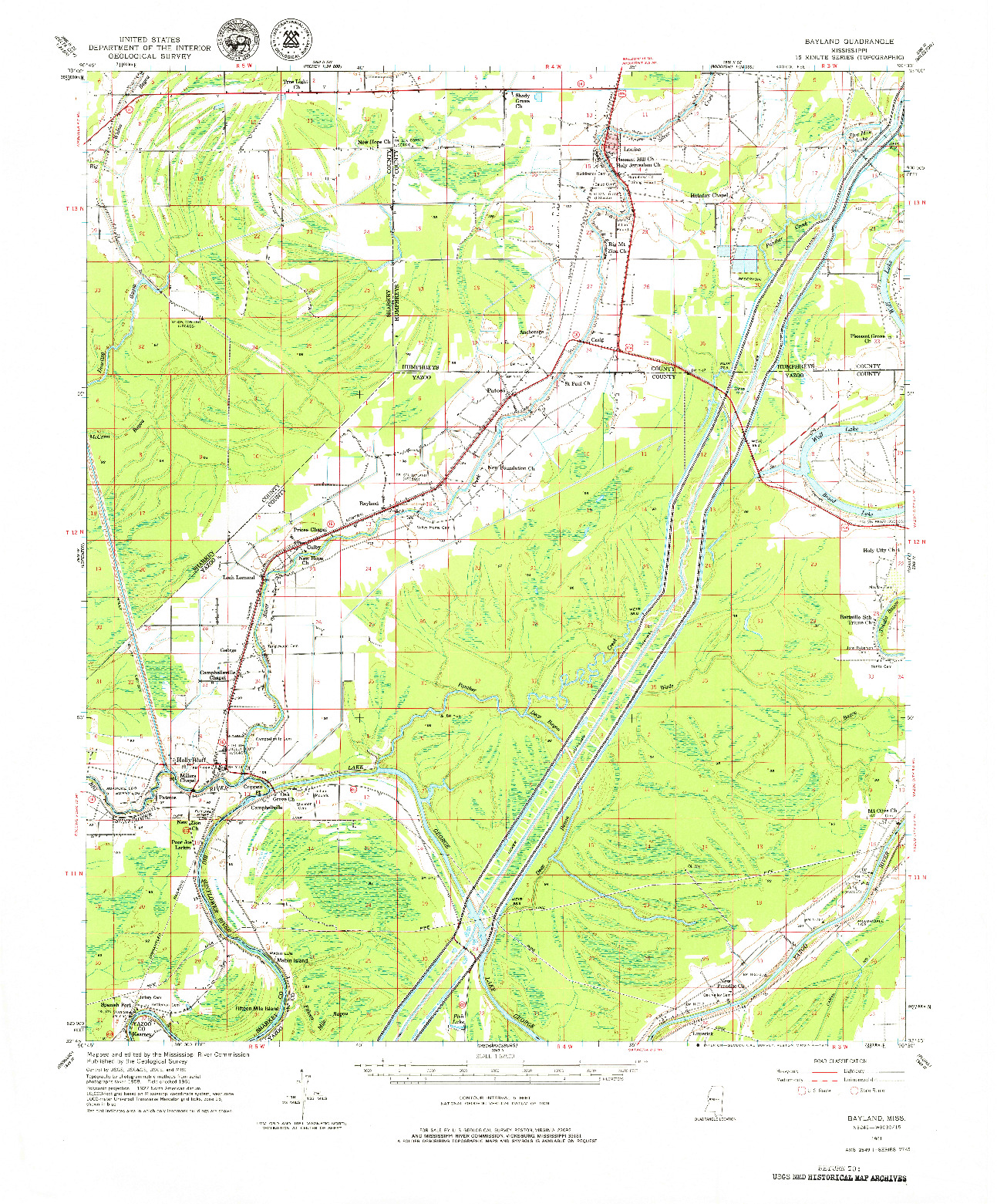 USGS 1:62500-SCALE QUADRANGLE FOR BAYLAND, MS 1961