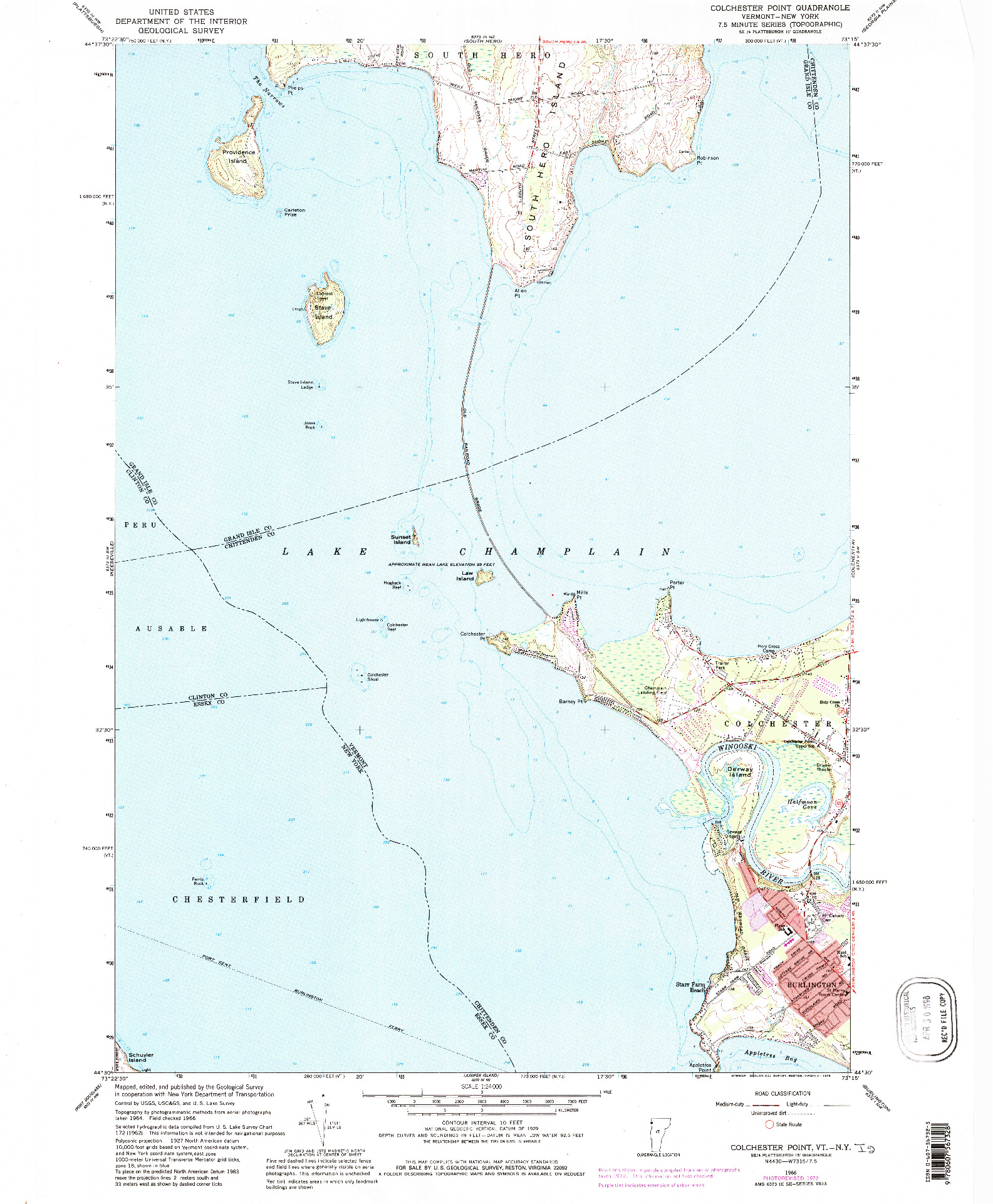 USGS 1:24000-SCALE QUADRANGLE FOR COLCHESTER POINT, VT 1966