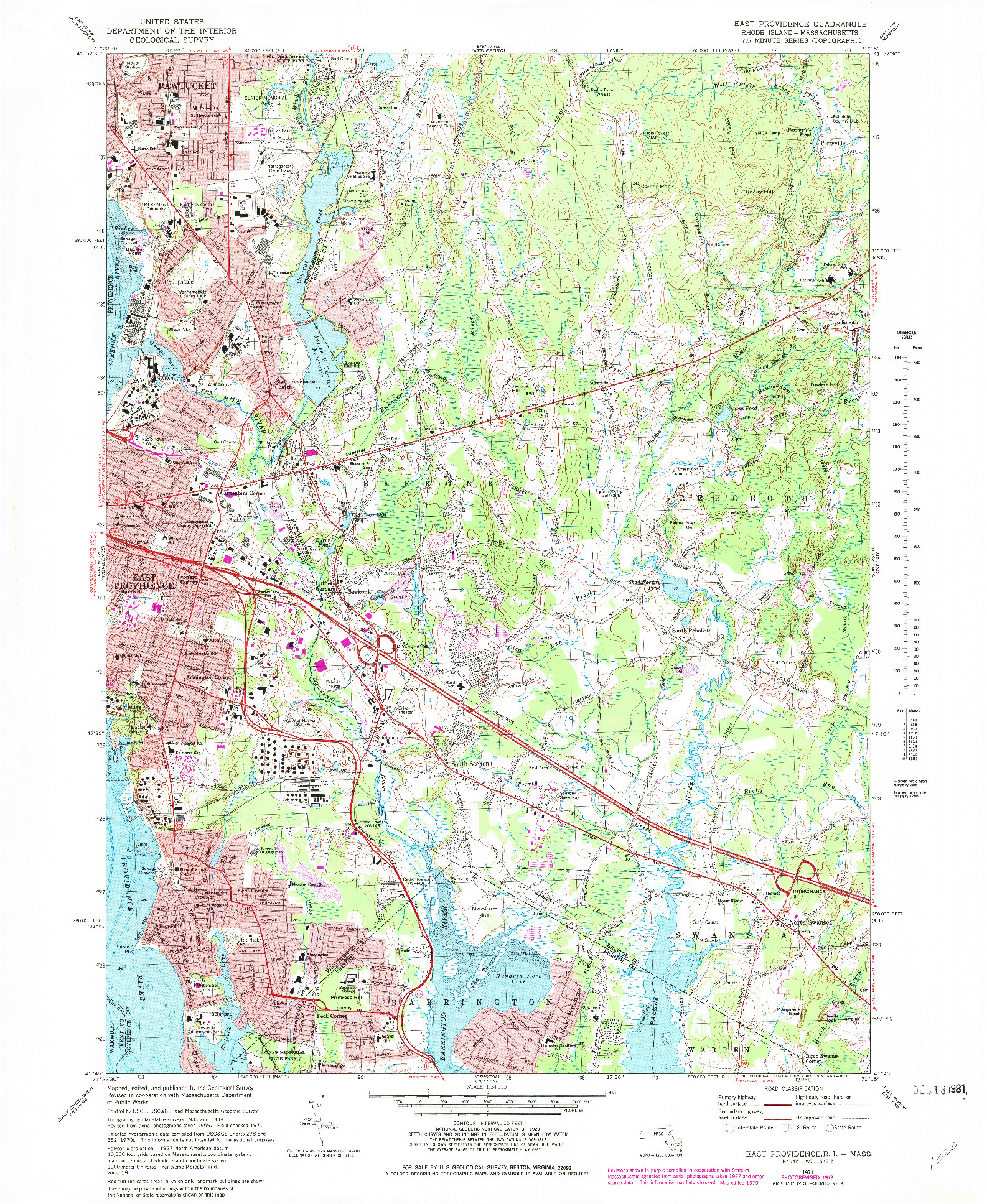 USGS 1:24000-SCALE QUADRANGLE FOR EAST PROVIDENCE, RI 1971