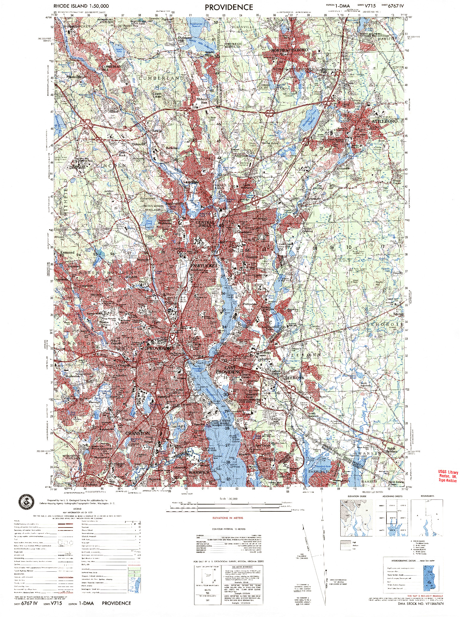 USGS 1:50000-SCALE QUADRANGLE FOR PROVIDENCE, RI 1979