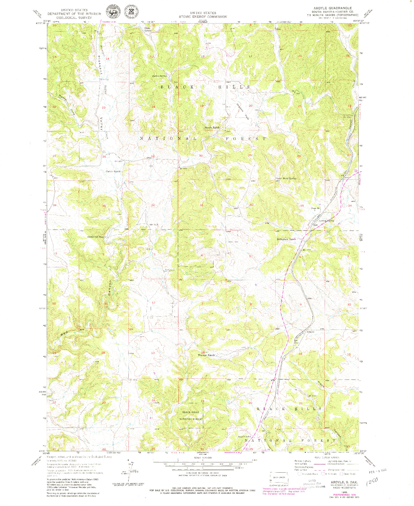 USGS 1:24000-SCALE QUADRANGLE FOR ARGYLE, SD 1955